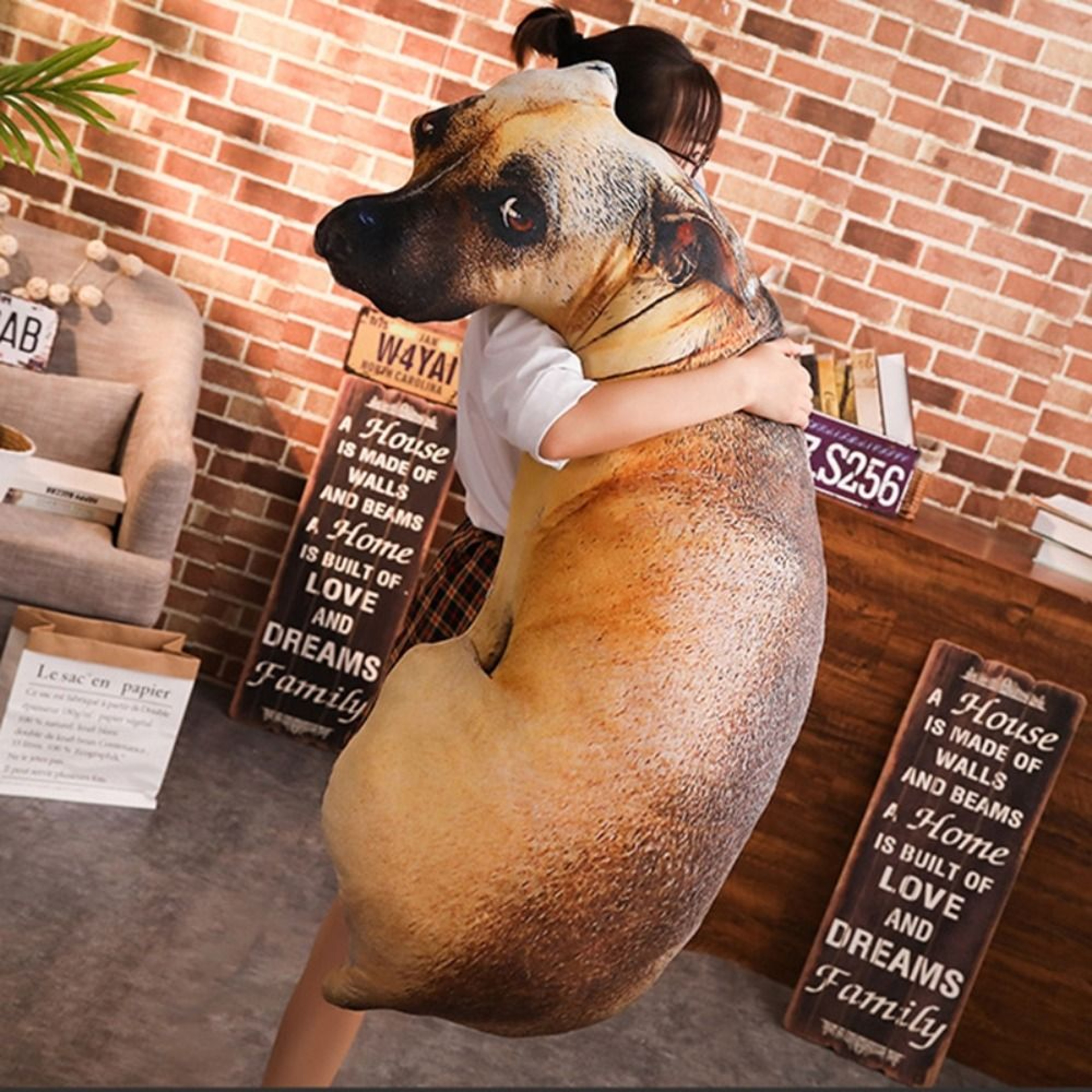 Lifelike Animal Dog Printed Throw Pillow Cute Bend Dog Head Cosplay Funny Toy Cushion For Home Chil 1