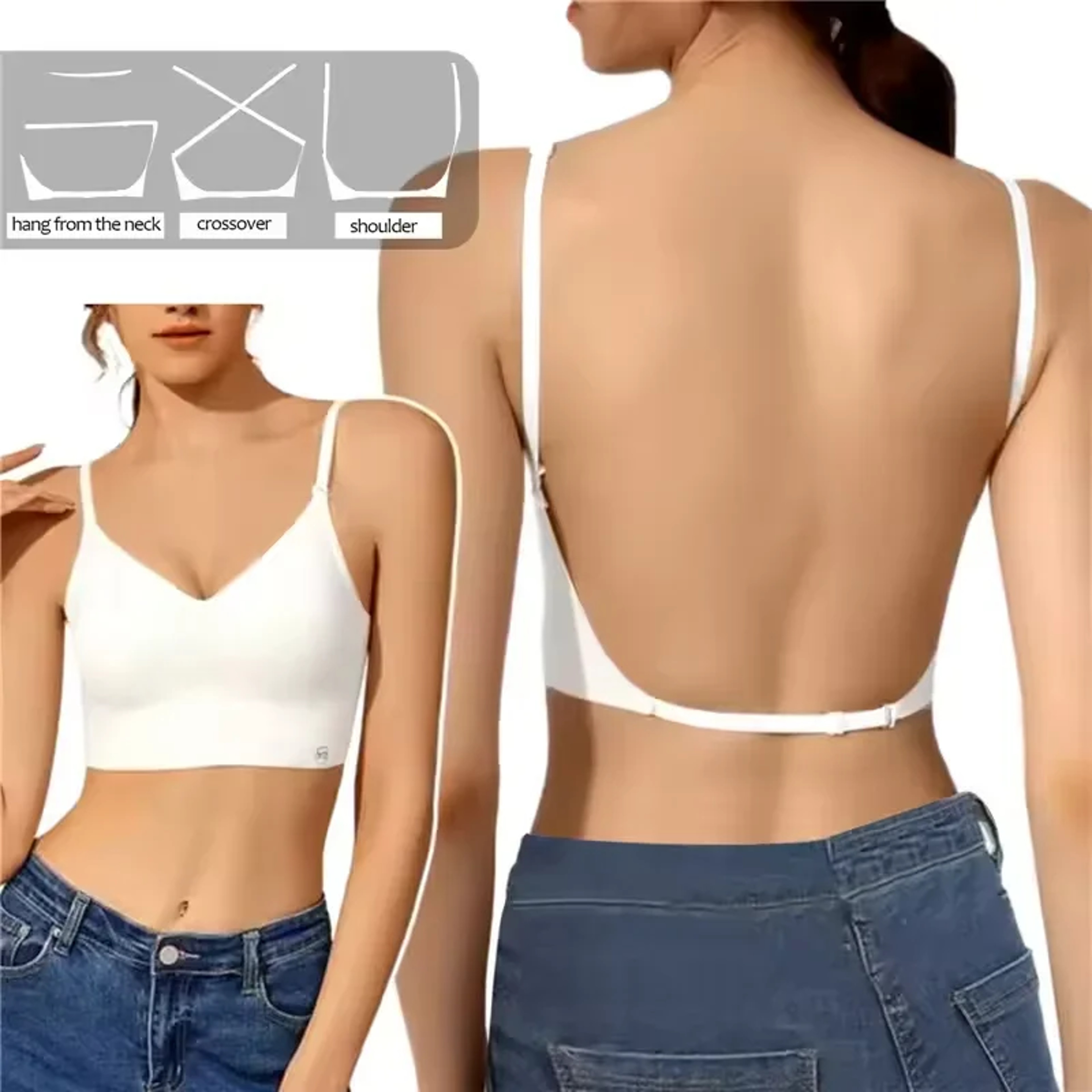 Women Invisible Bra Deep U Plunge Bras Backless Top For Dresses Sexy Lingerie With Transparent Stra 6