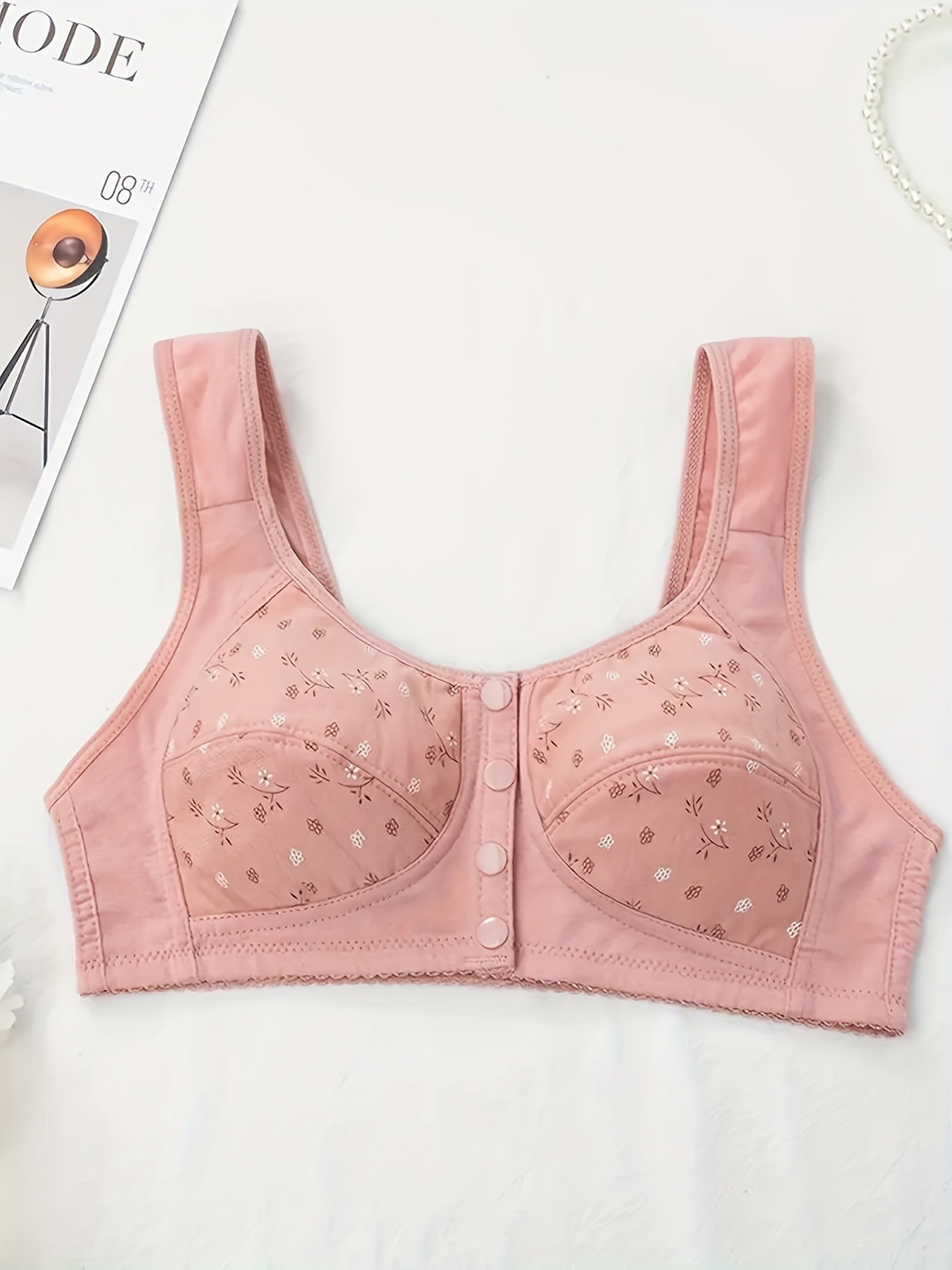 Elegant Front Buckle Floral Bra For Women Adjustable Breathable Pressurized Support Ideal For Breas 1