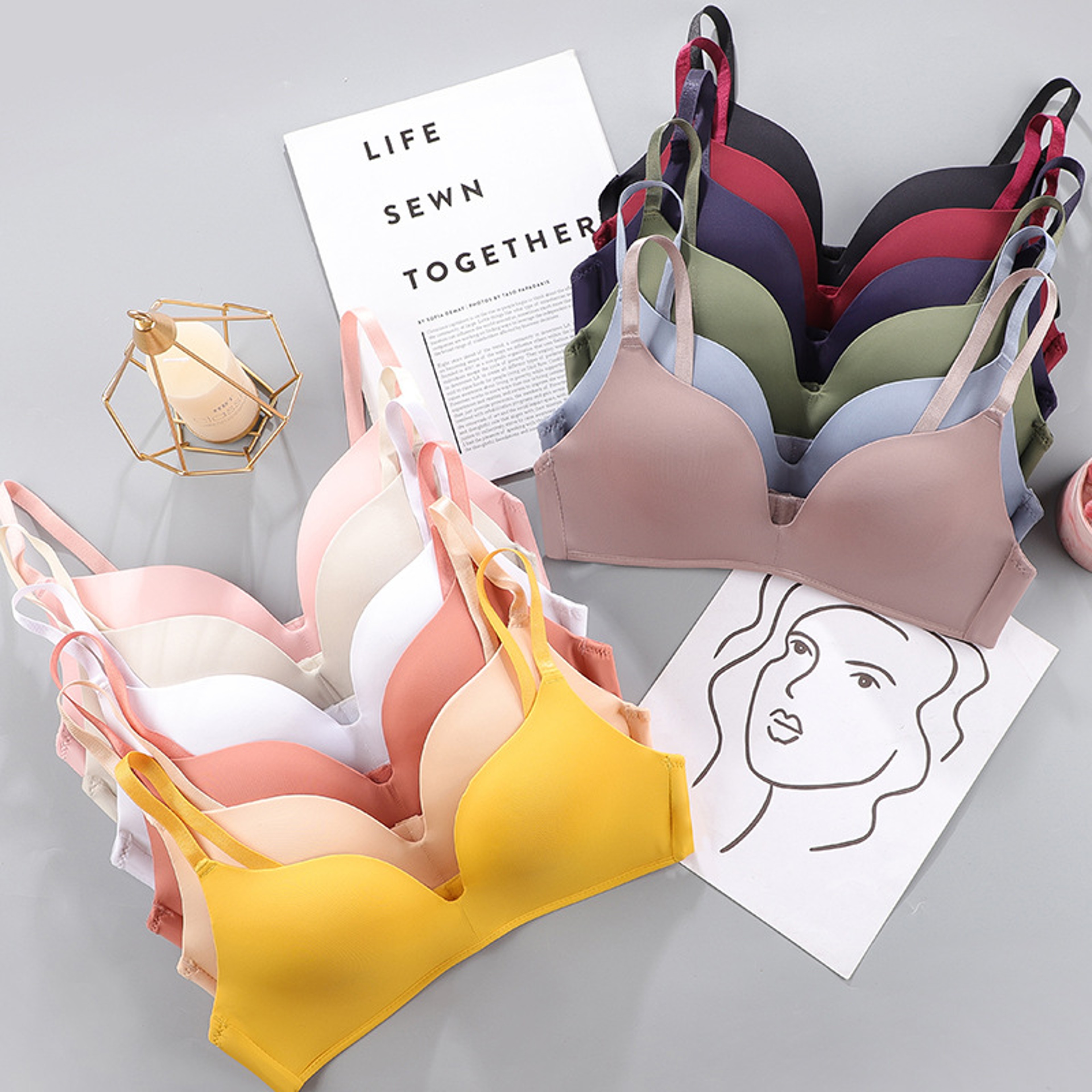 Women Seamless Bra Sexy No Wire Push Up Underwear Breathable Thin Bras 10 Colors Gathered For Girls 1