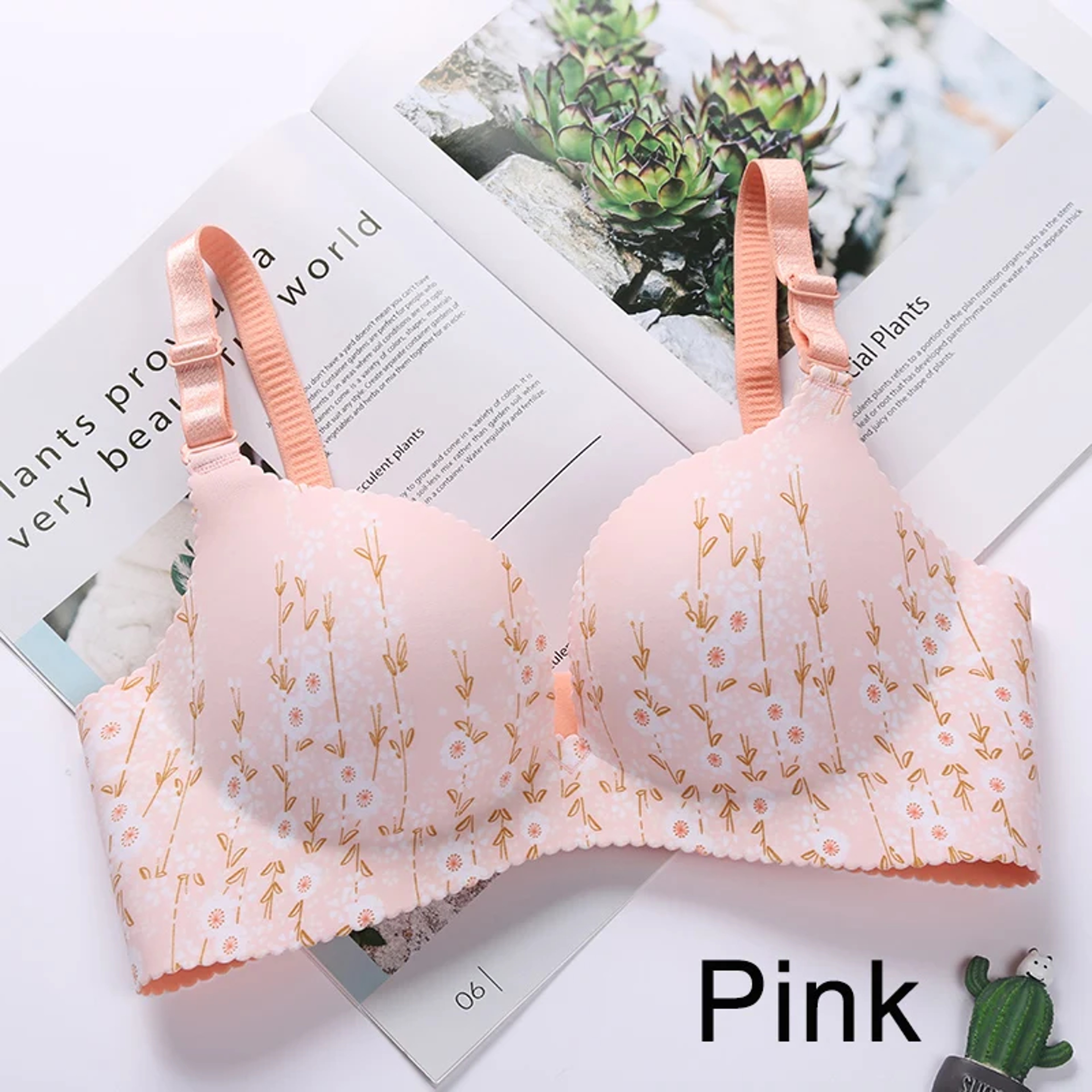 Women Flower Print Seamless Bra, Sexy Lingerie Floral Push Up, One-Piece Underwear – view 11