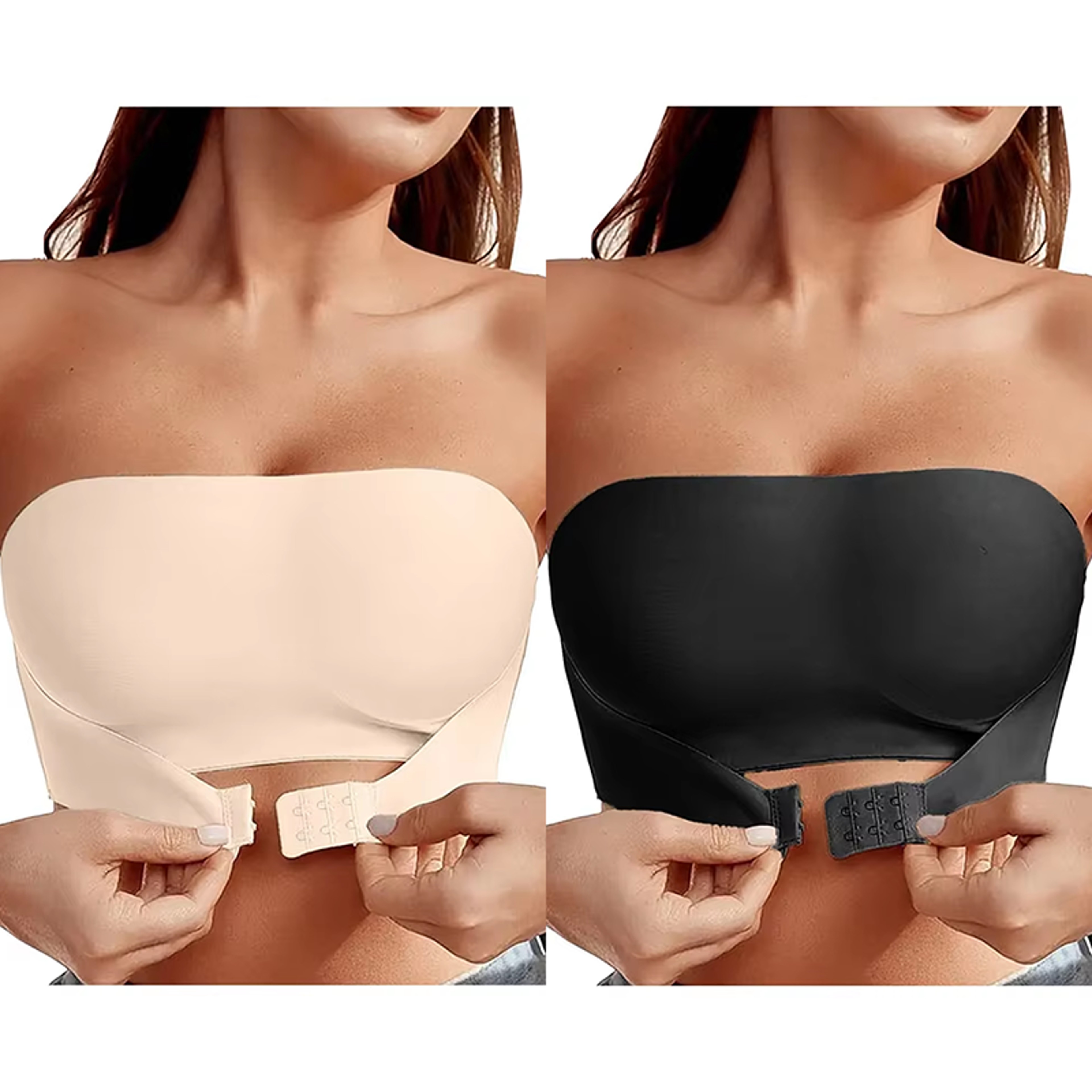Womens Strapless No Padding Seamless Bra Sexy Comfortable Push Up Vest Top AntiSlip Front Button Un 6