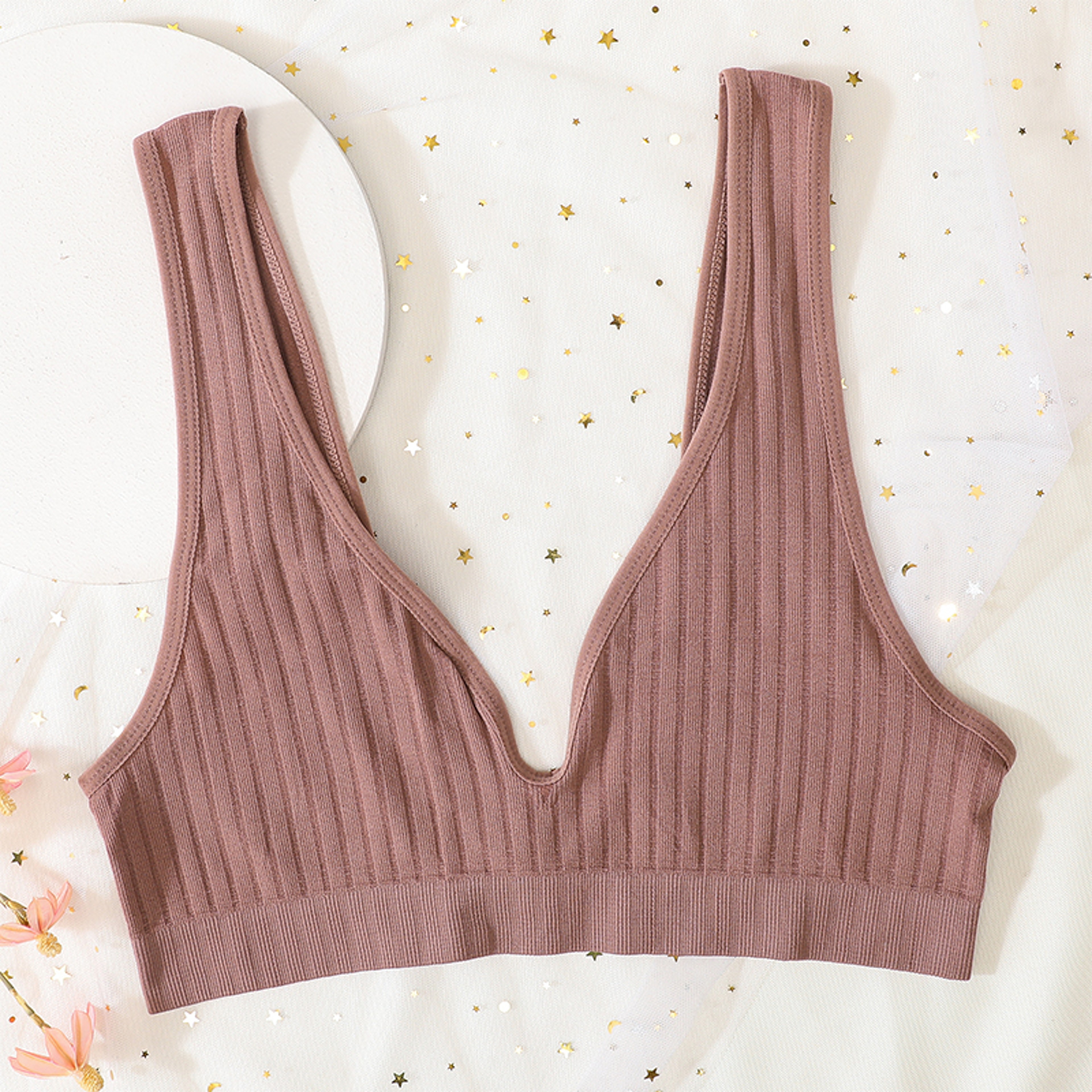 Deep V-neck Push Up Bras For Women, Seamless Bra, Sexy Lingerie, Ribbed Bralettes, Unlined Bra Sport Crop Top,Underwear – view 14