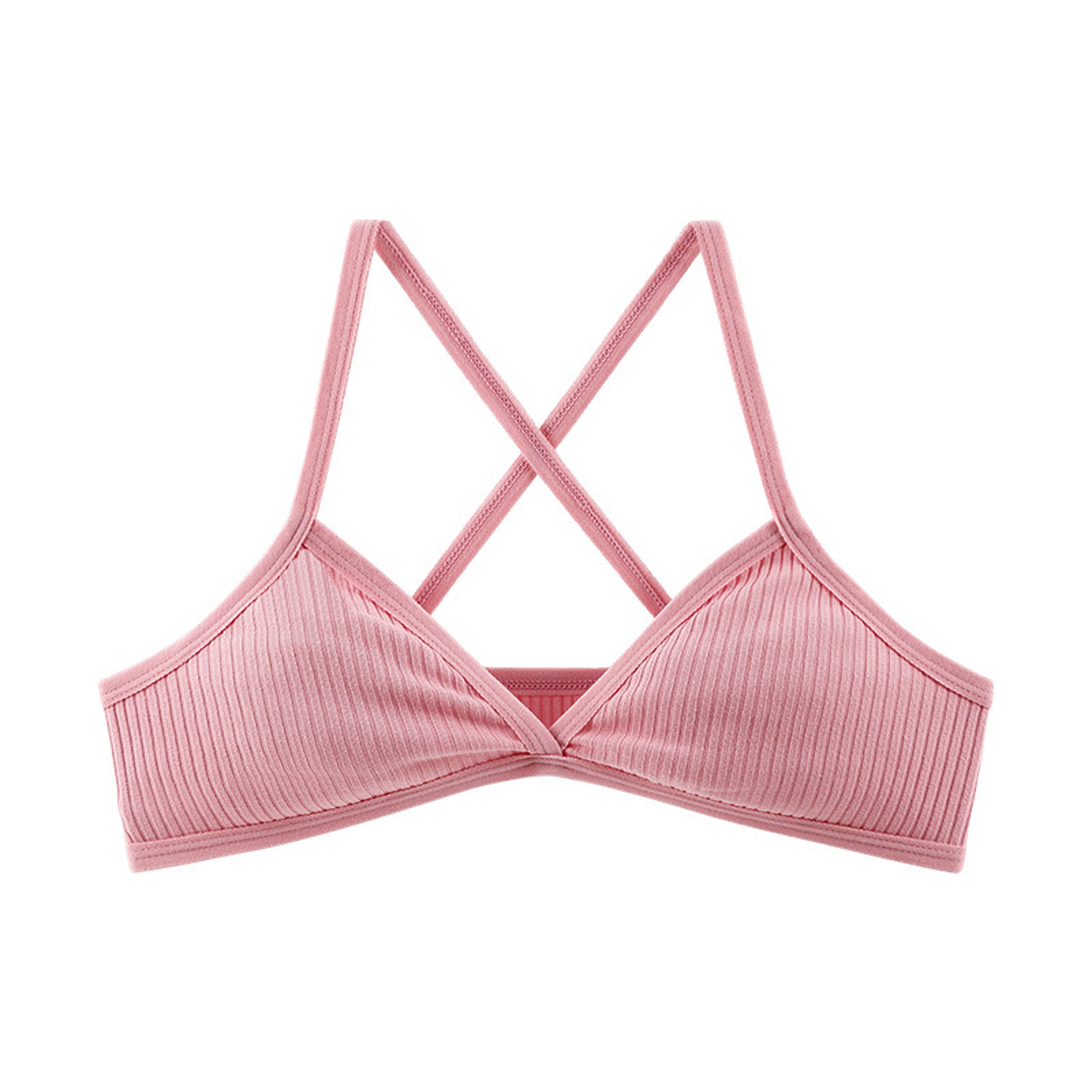 Comfort Lingerie Cotton Bras For Women, Thin Style Unlined Bralette, Sexy Deep V Triangle Cup, Cross Beauty Back Bra – view 3