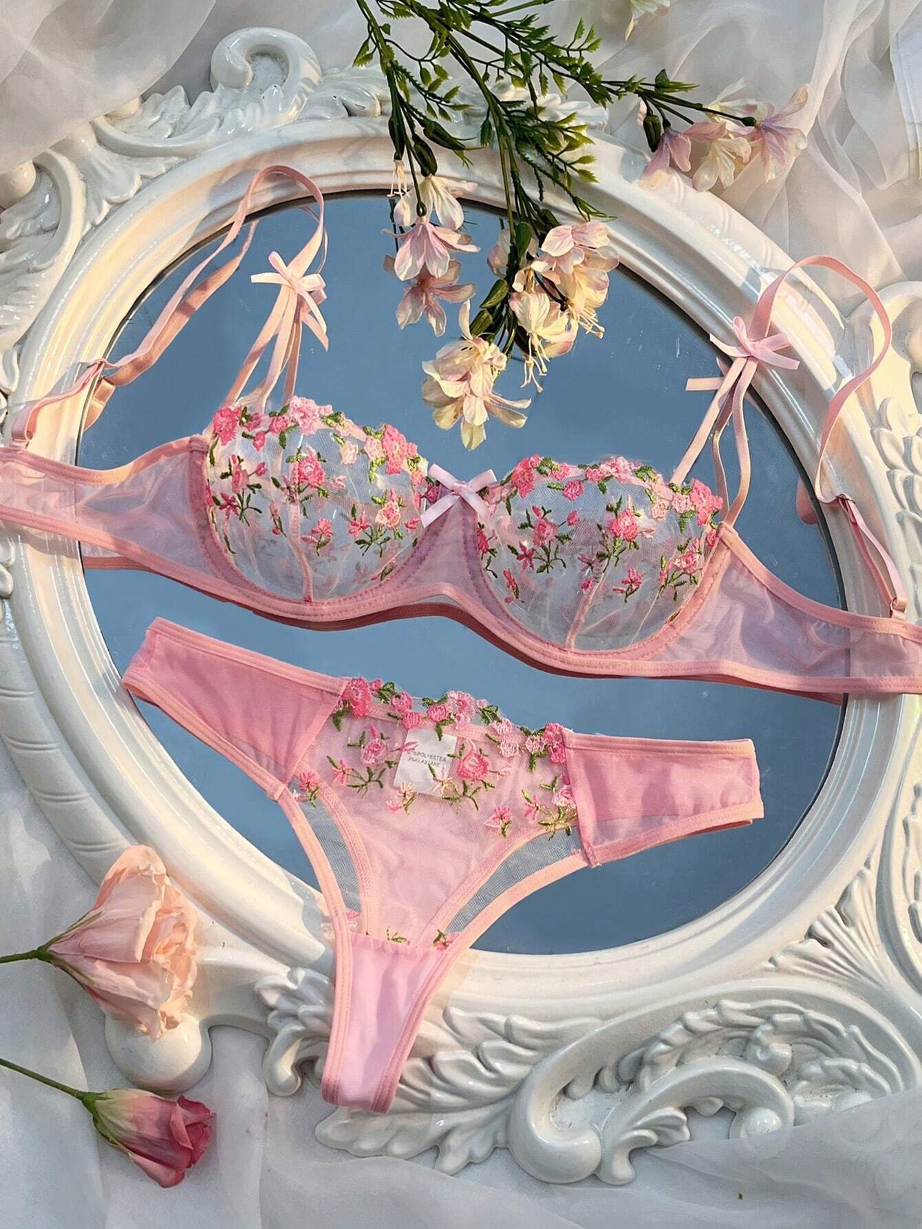 Sexy Lingerie Women Thin Transparent Lace, See Through Female Erotic Underwear, Bra And Panty Set, Sleepwear Suit – view 7