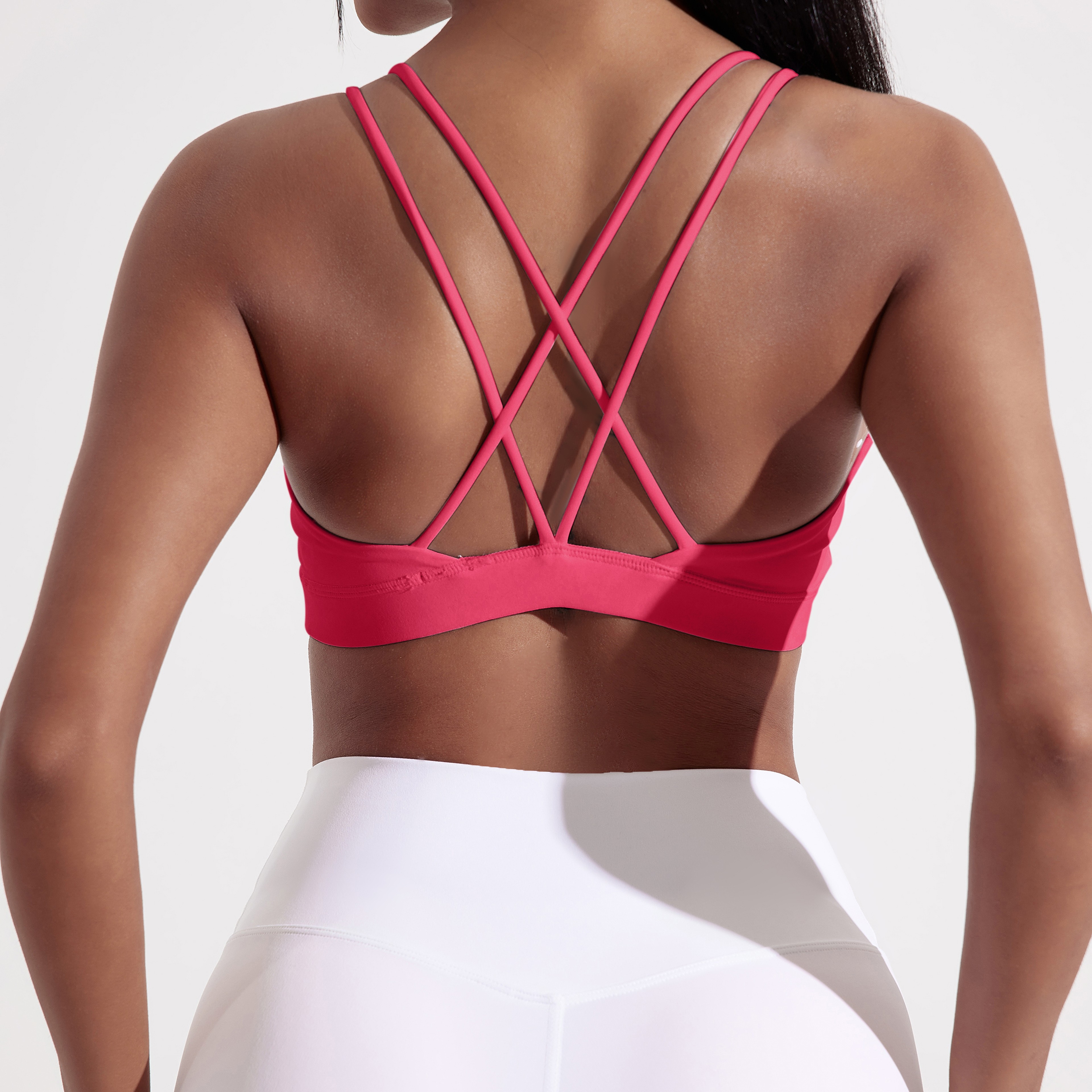 Solid Color Cross Fitness Bra Soft High Strength Women Tight Sport Top Comprehensive Training Gym Y 1