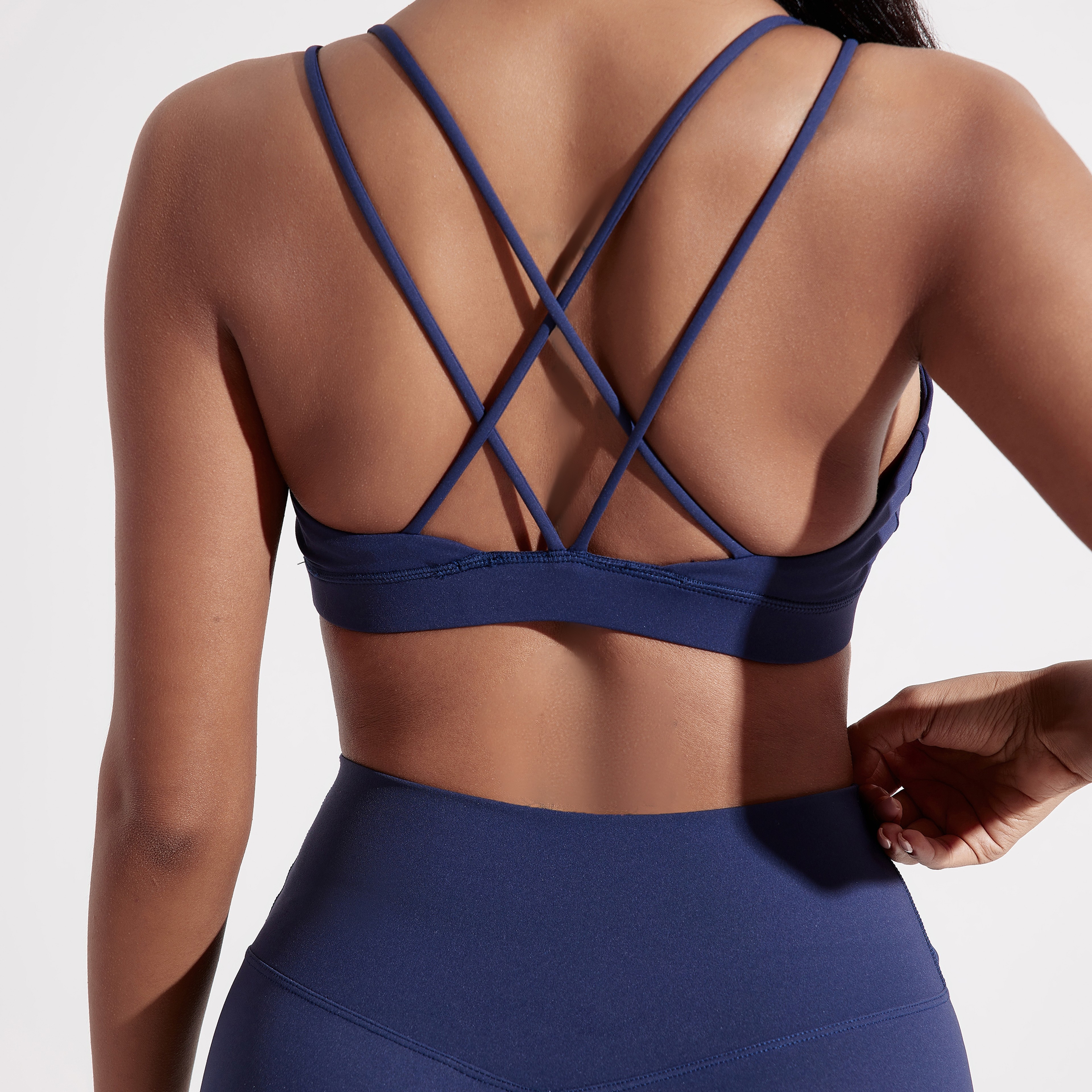 Solid Color Cross Fitness Bra Soft High Strength Women Tight Sport Top Comprehensive Training Gym Y 10