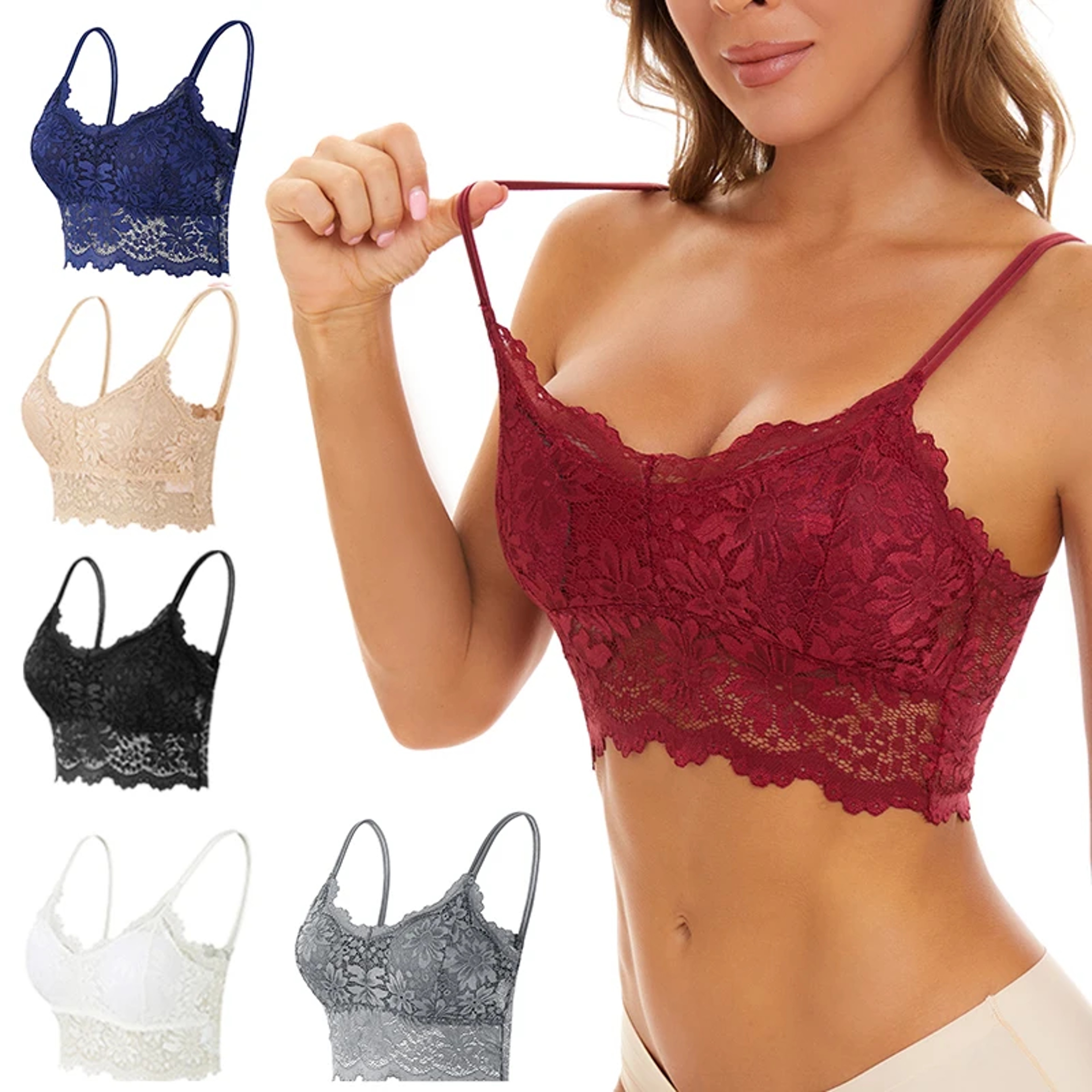 New Women Lace Bras Top Comfortable Bralette Solid Color Sexy Underwear Vest Female Hollow Out Wire