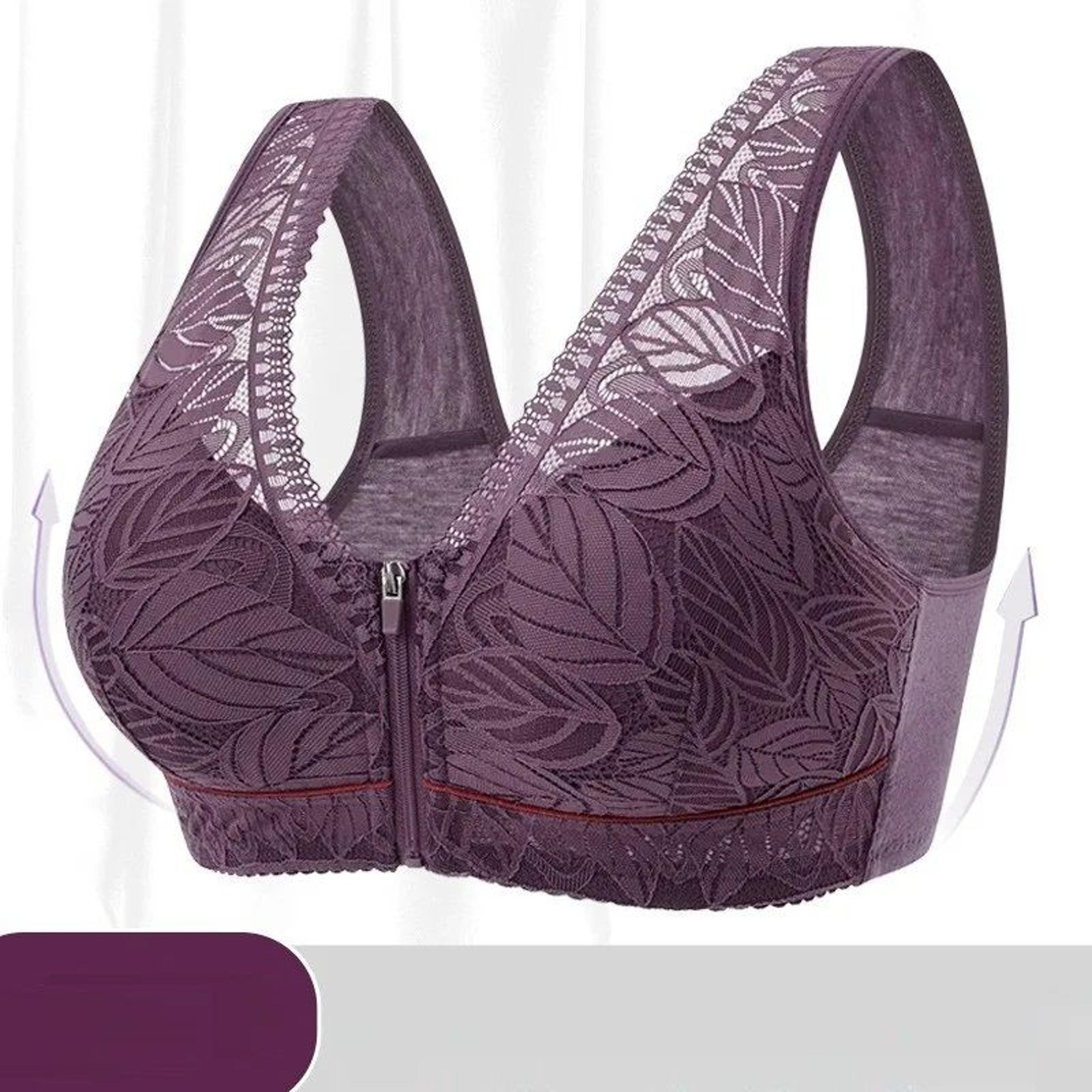 Sports Yoga Bra Cotton Cups Front Zipper Breathable Tank Top No Steel Ring Lace Large Size Womens B 0