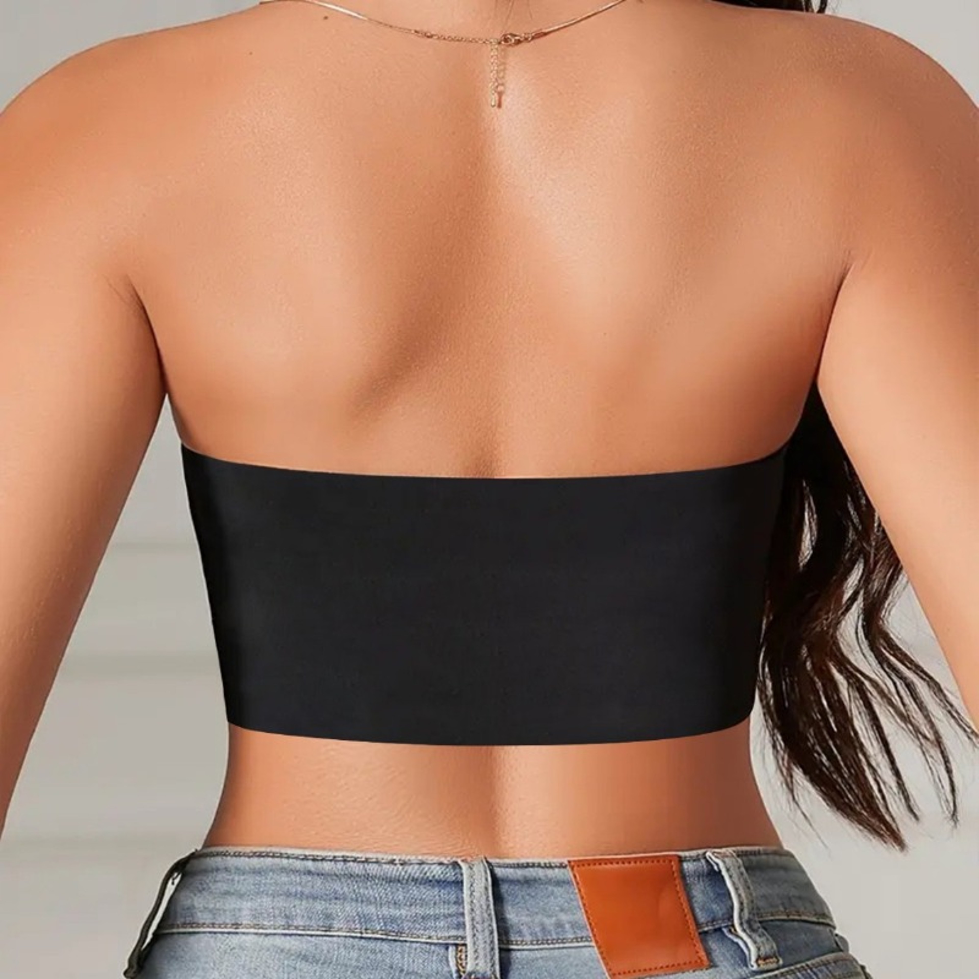 Womens Strapless Bra Sexy Seamless No Padding Front Button Bra Comfortable Smooth Half Cup Silicone 2