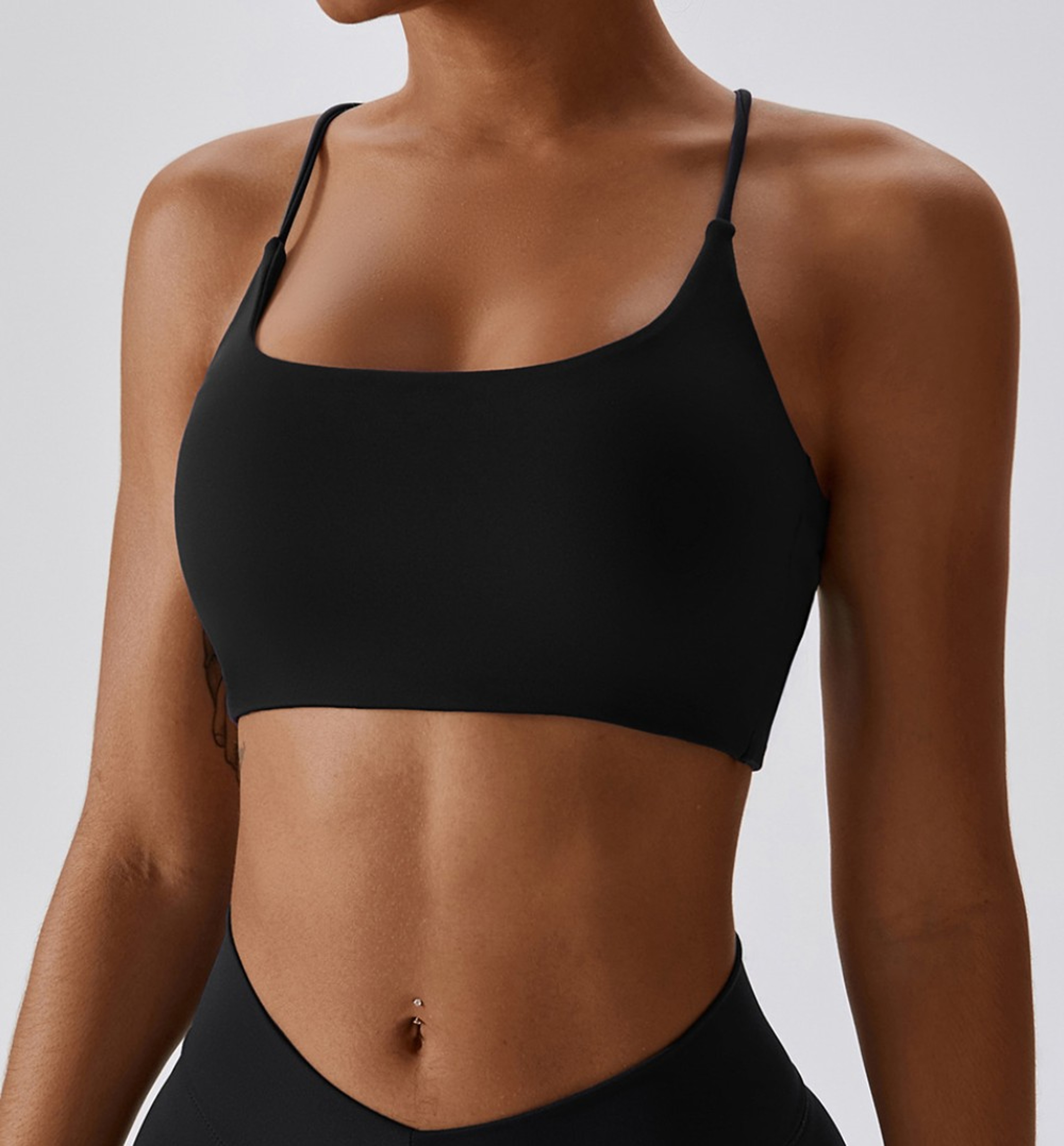 Women Fitness Sport Bra Top Gym Yoga Underwear Athletic With Chest Pad Uneck Spaghetti Straps Cross 3