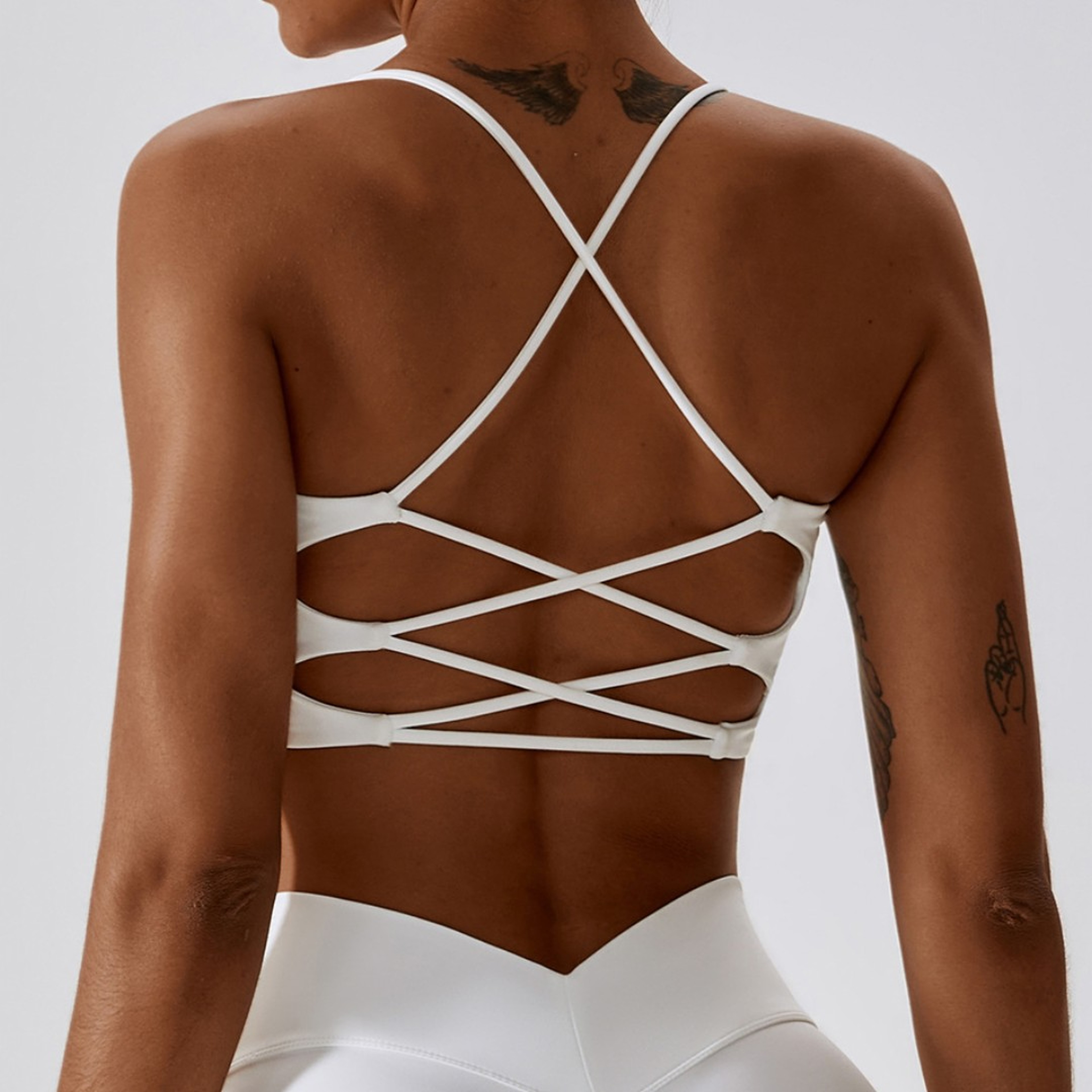 Women Fitness Sport Bra Top Gym Yoga Underwear Athletic With Chest Pad Uneck Spaghetti Straps Cross 5