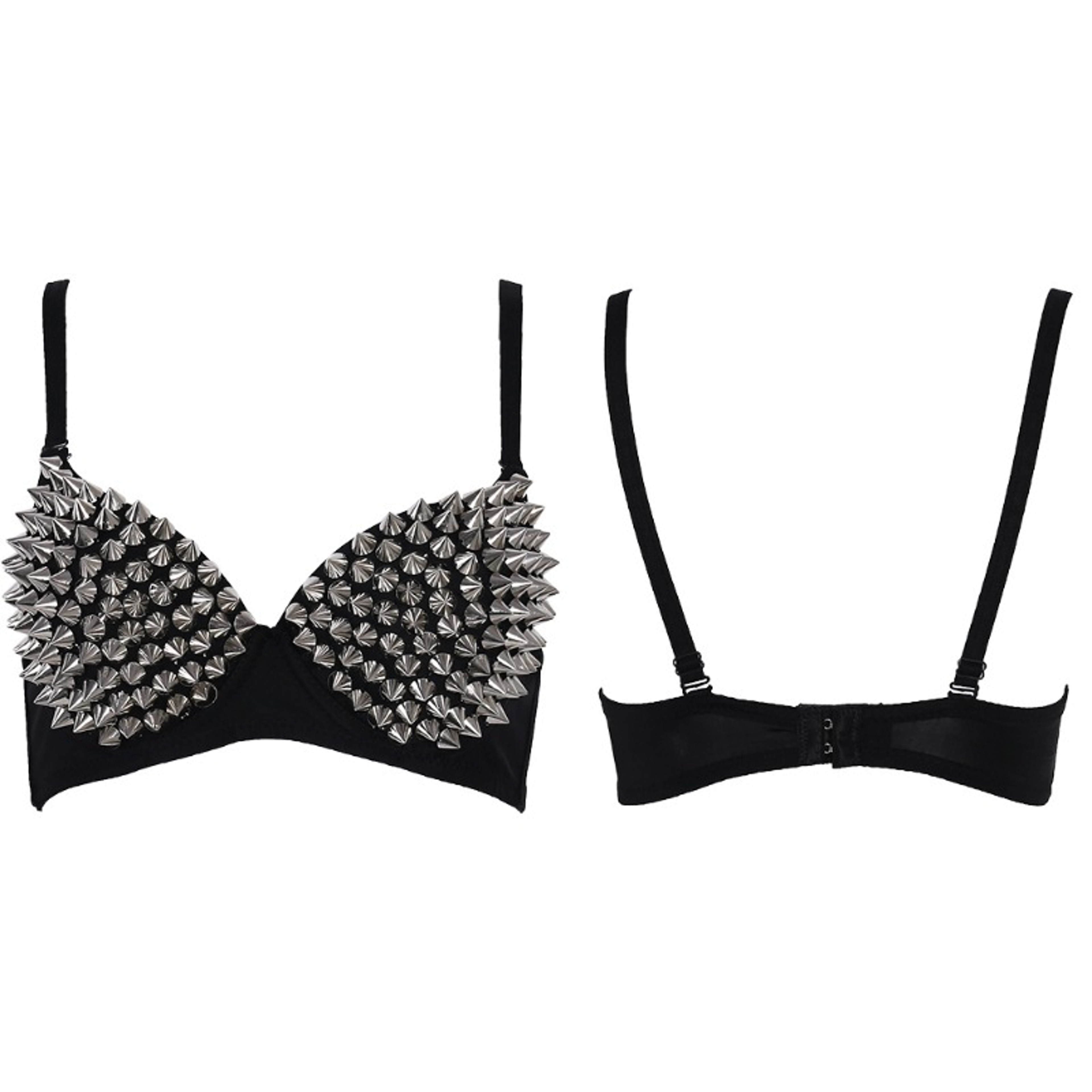 Silver Rivets Punk Rave Bralette Lingerie, Gothic Bra Top, Sexy Push Up Brassiere, Nightclub Party Fashion Hot Bras – view 4