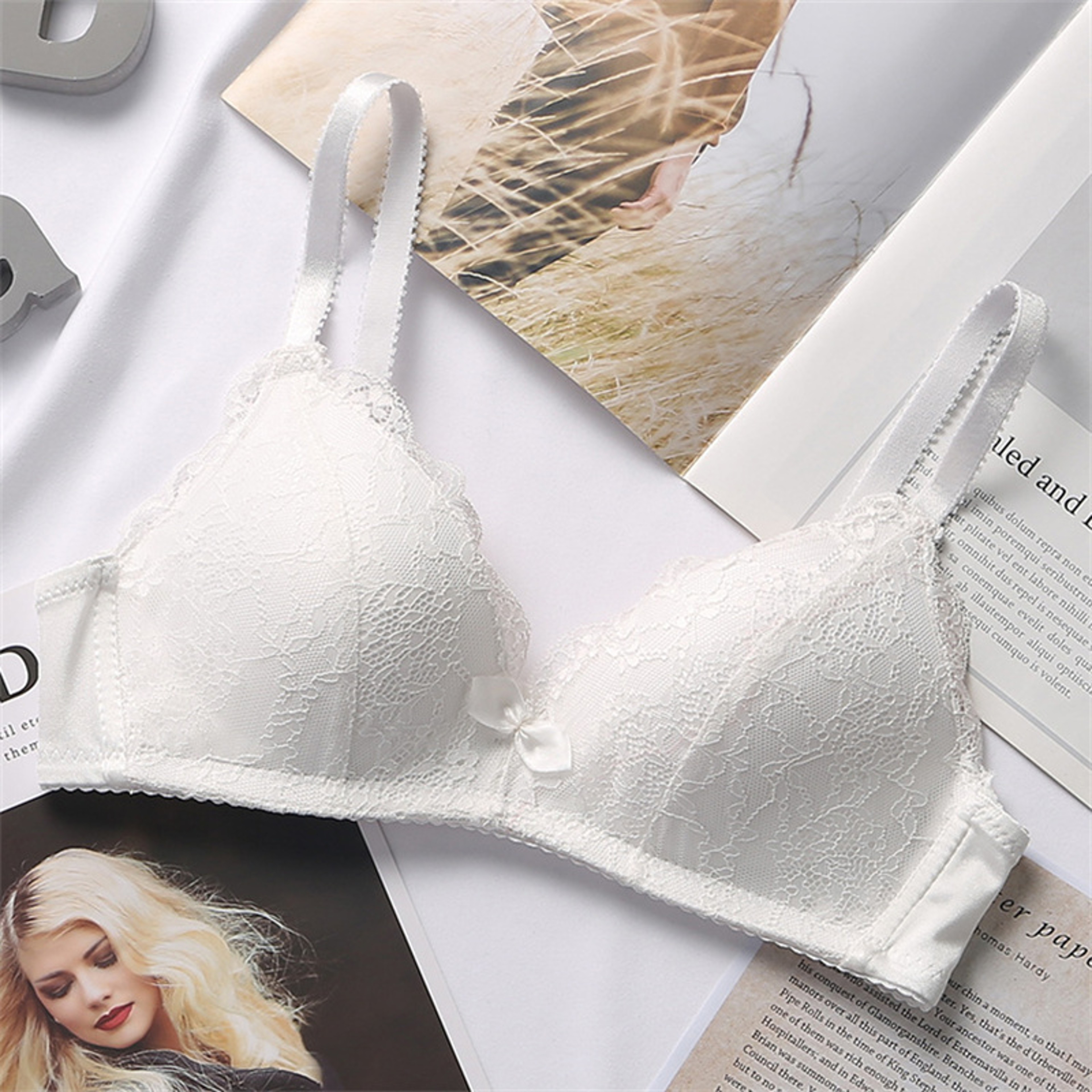 Womens Bra Seamless WireFree PushUp Support Smooth Coverage Lingerie Big Large Cup Size Black White 3