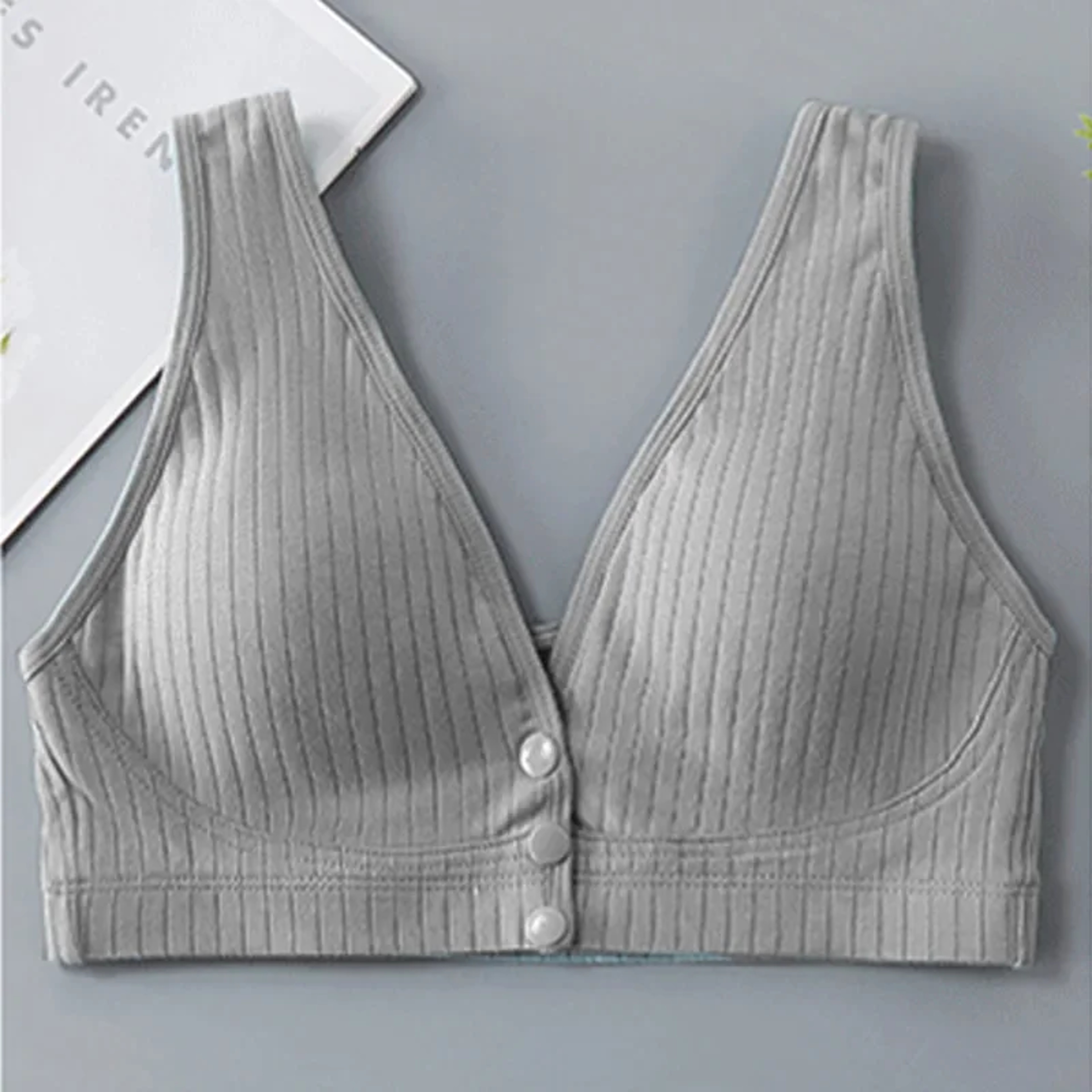 Pure Cotton Nursing Bra, Women's Breastfeeding Maternity Underwear, Plus Size Bralette Gather Crop Top for Pregnancy – view 8