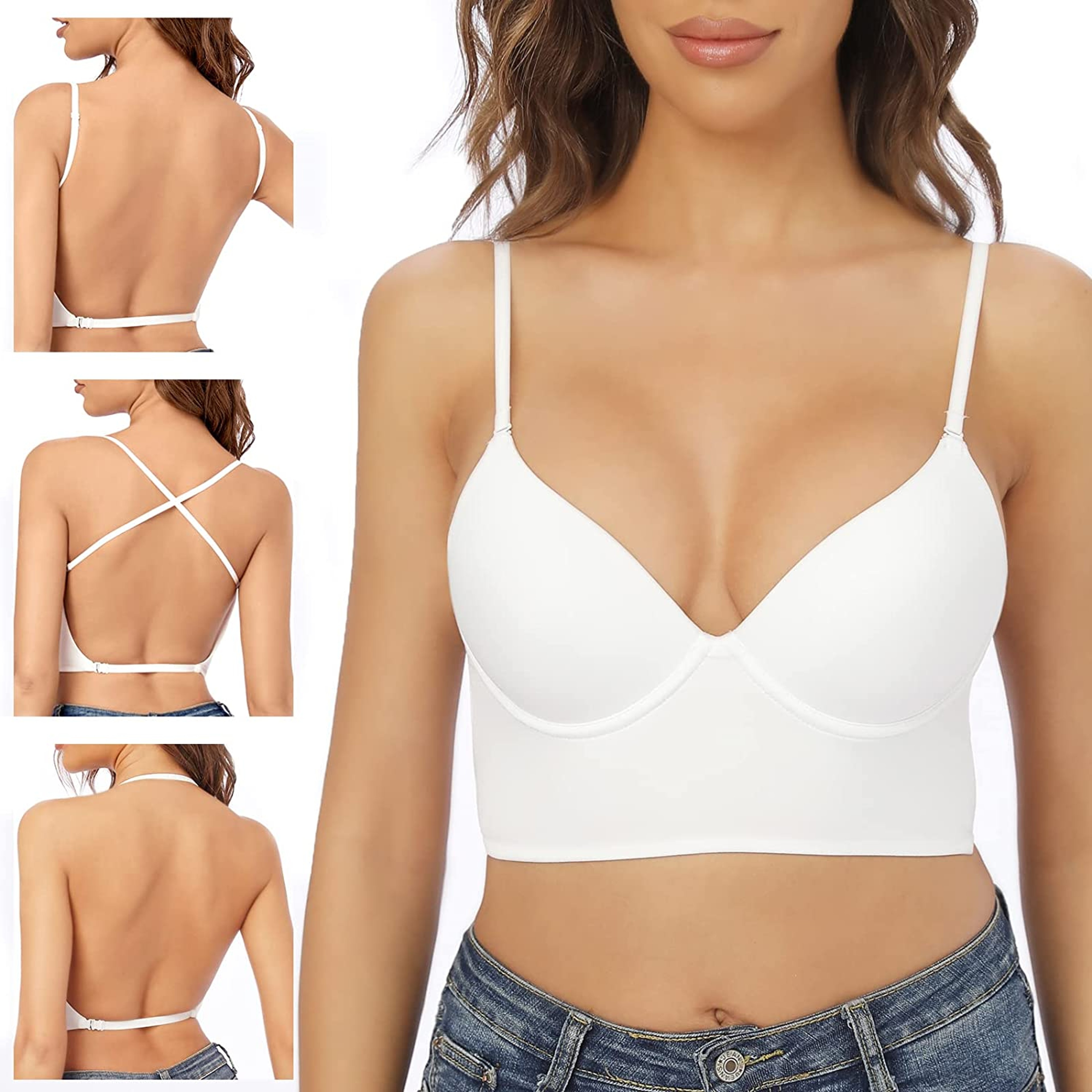 Invisible Lift Up Bra Backless Women Summer Bras Sexy Plunge Brassiere Open Back Underwear Seamless 0