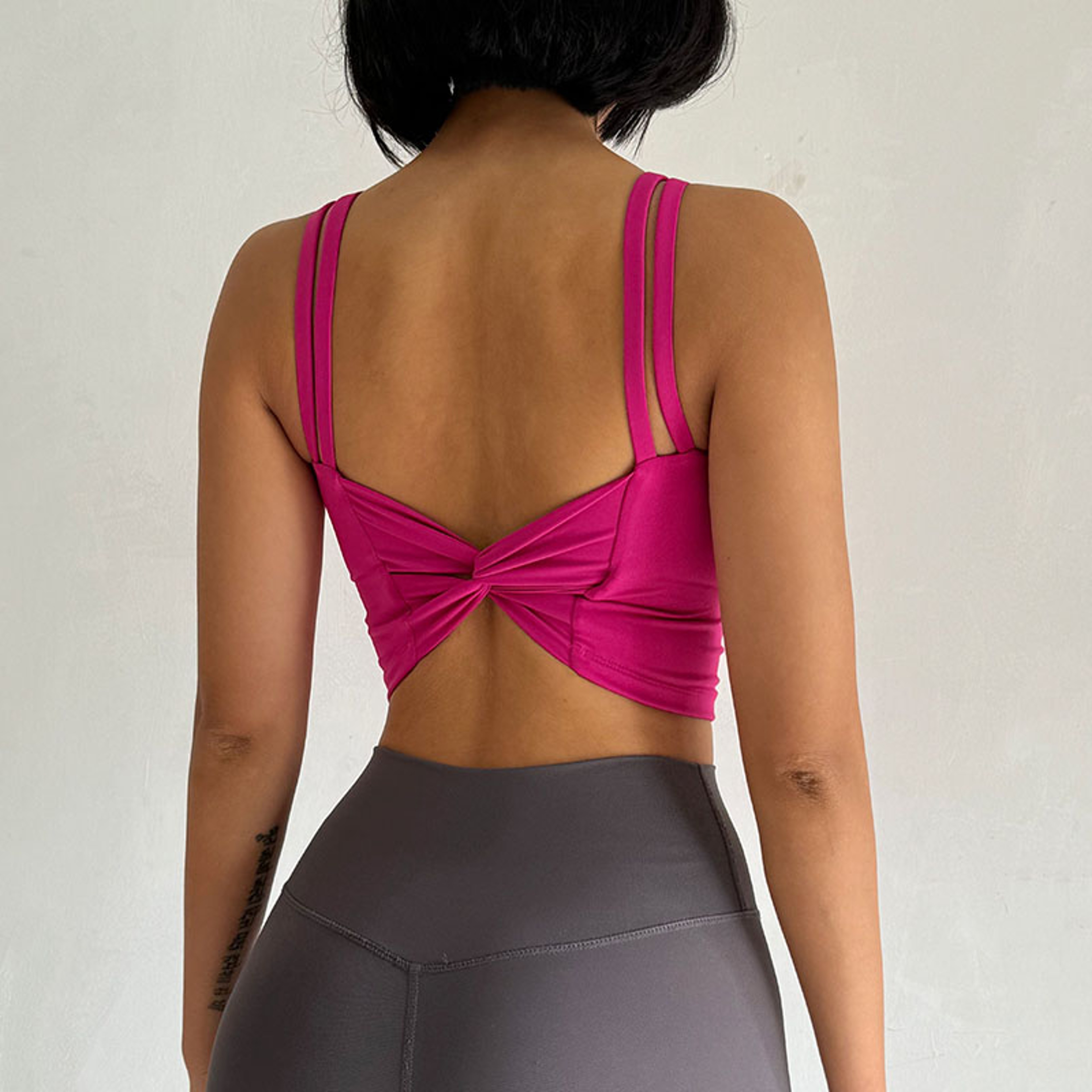 Womens Sports Bras Fitness Top Yoga Bra With Push Up Fixed Pad Sexy Lingerie Running Vest Back Knot 1