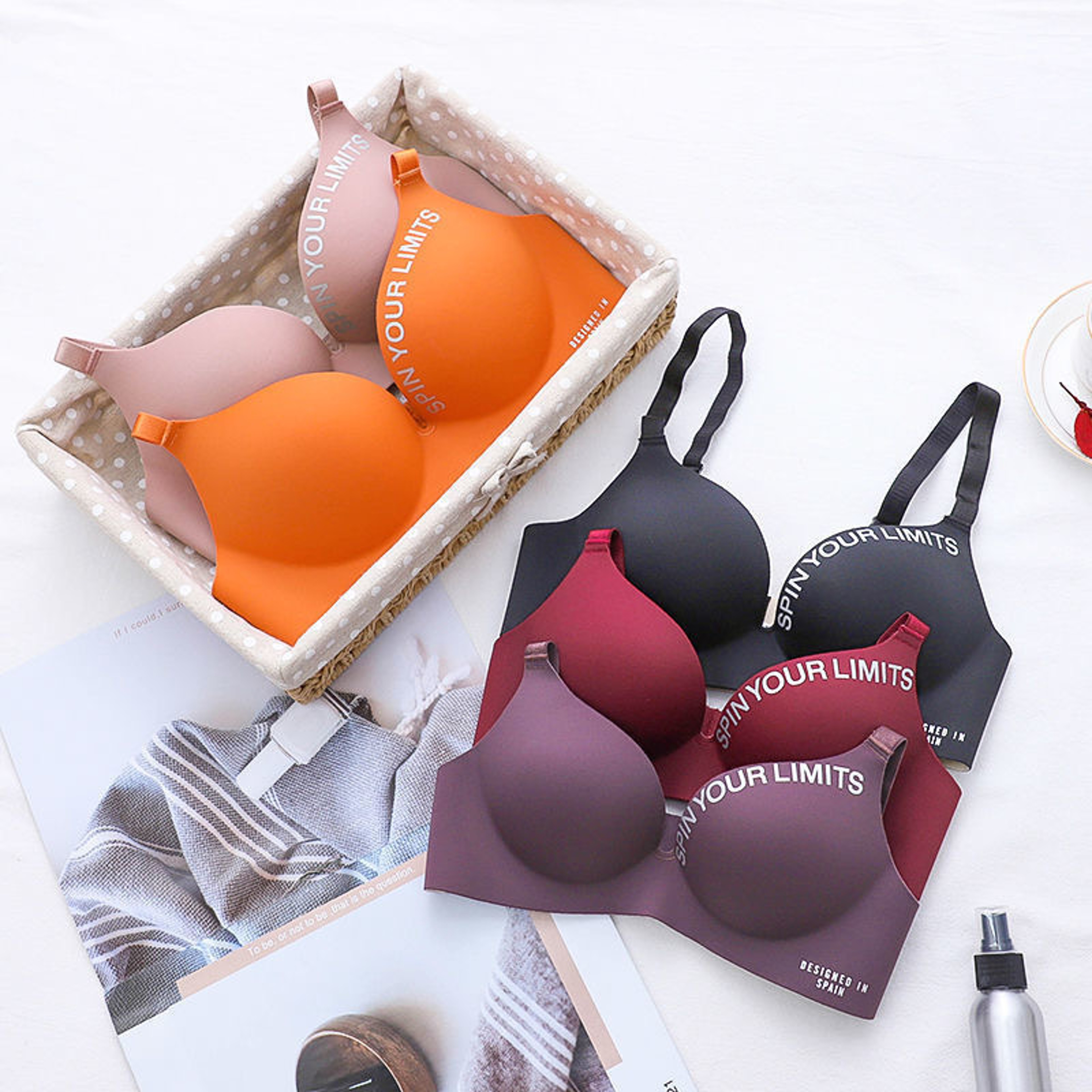 Fashion Alphabet Print Bra, Womens One-Piece Bralette, Seamless, Breathable, No Steel Ring, Sleep Brassiere for Comfort – view 2