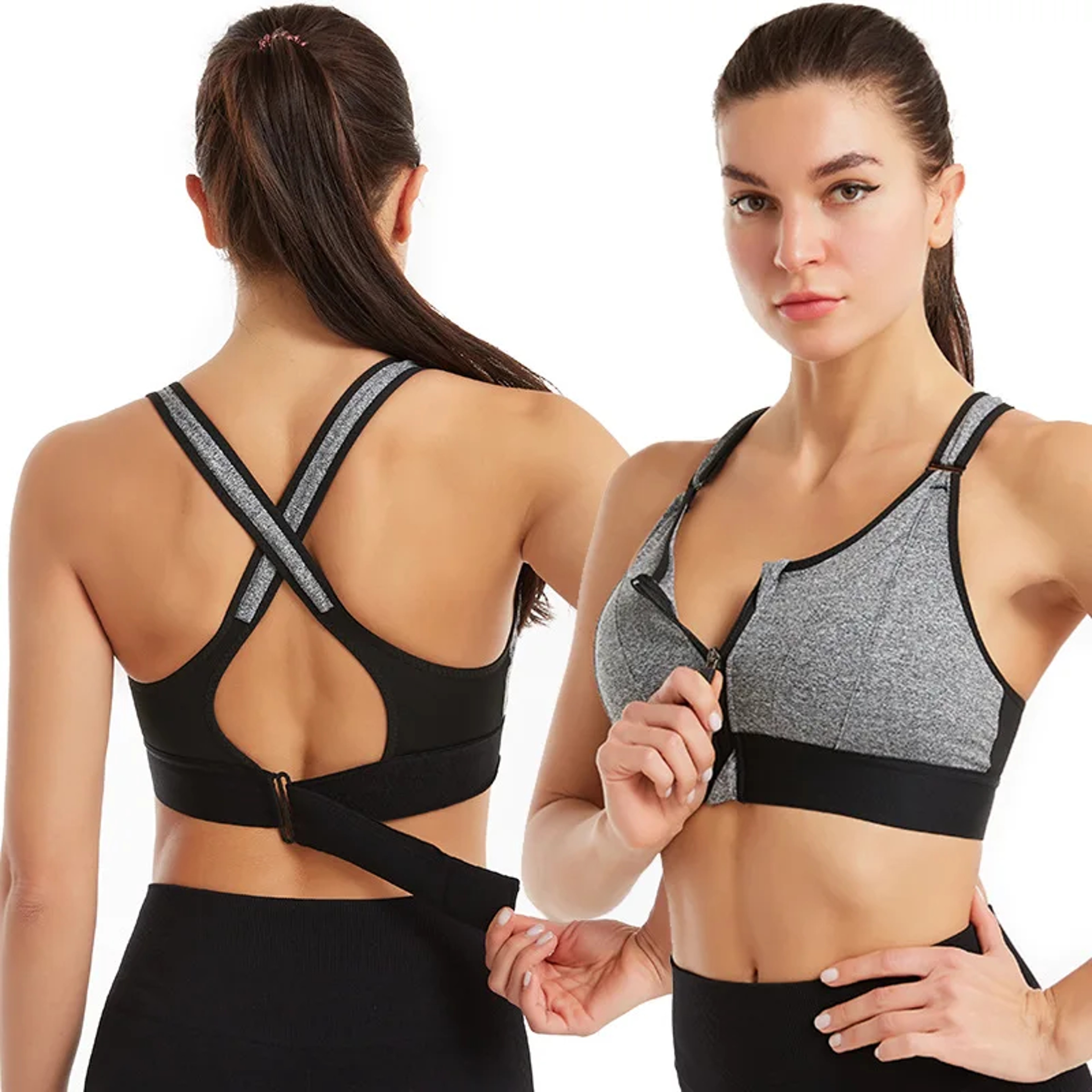 Front Zipper Adjustable Strap Shockproof Sports Bra For Women Elastic Fitness Athletic Brassiere Sl 5