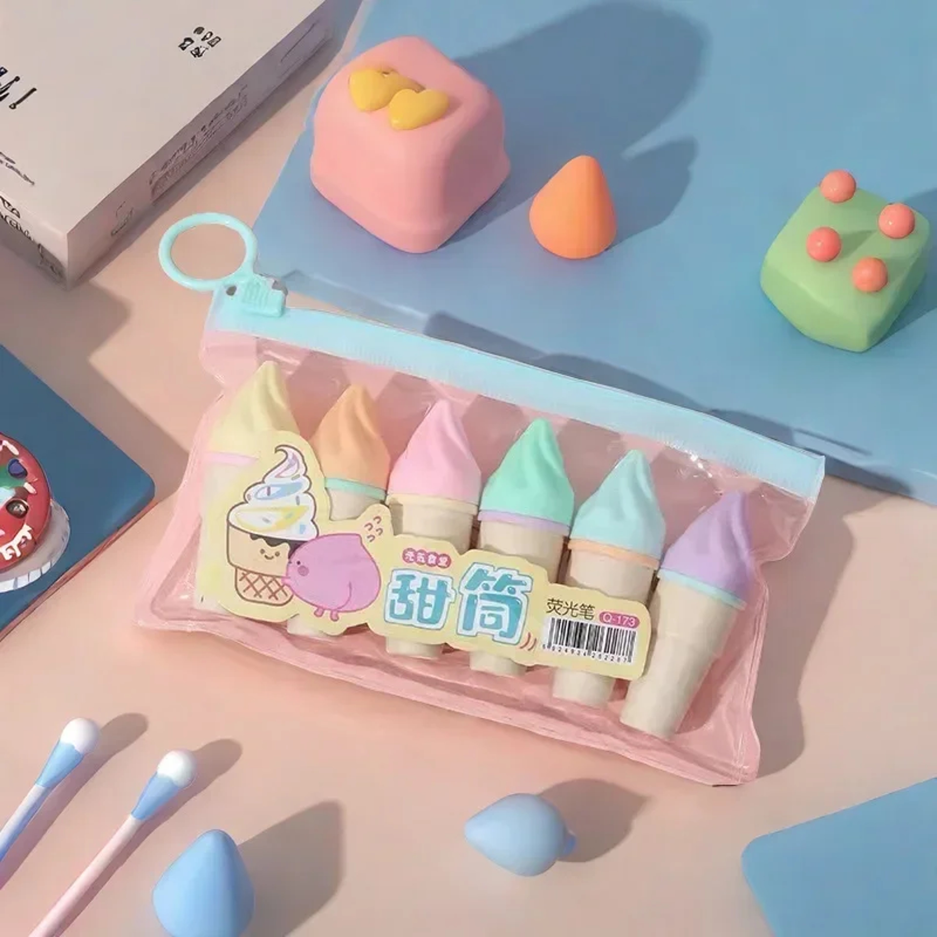 Cute Ice Cream Highlighters Set, Mini Marker Pens for Kids, Drawing & Painting Tool, Stationery Supplies for Students – view 2