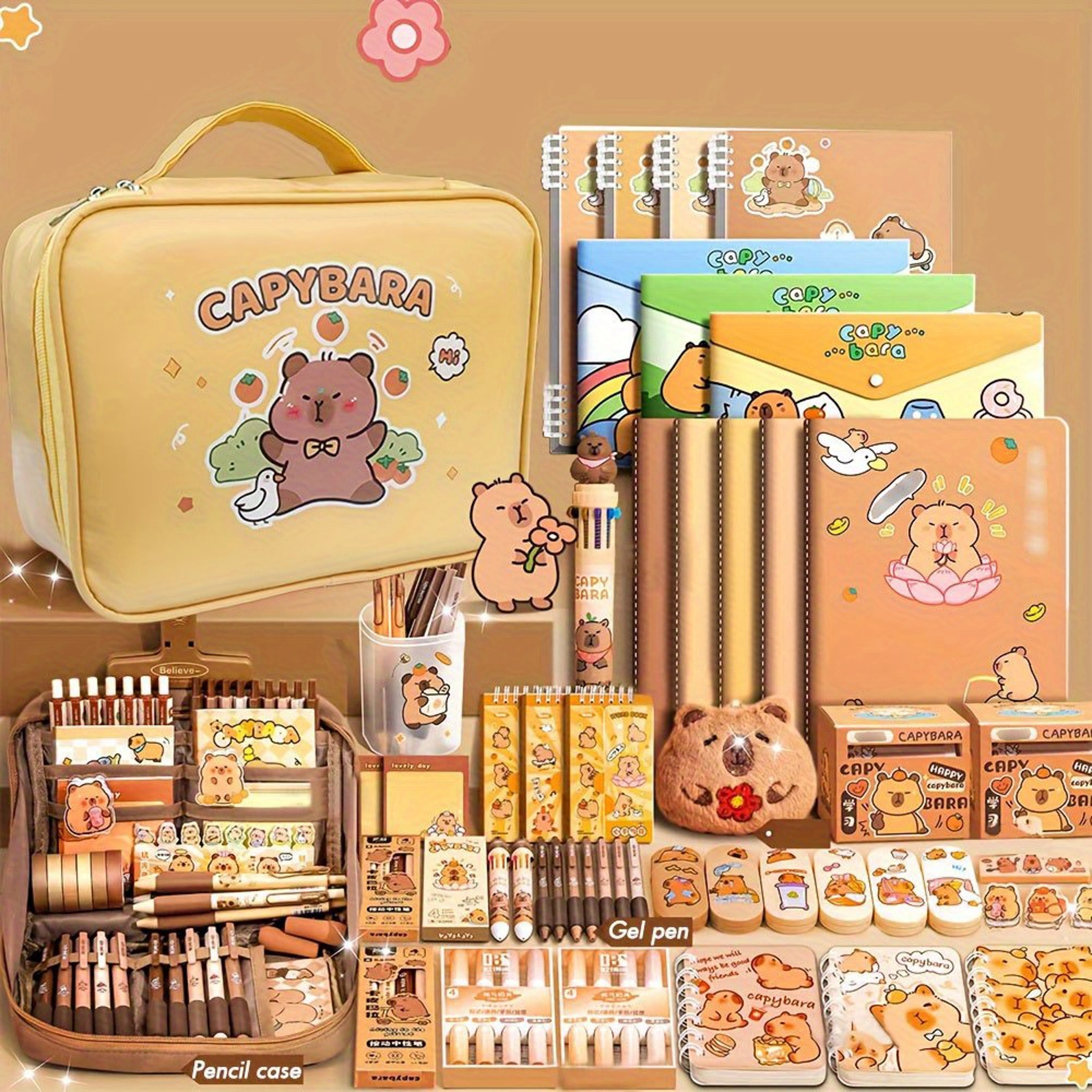 Cute Capybara Stationery Gift Set for Students, Soft Grip Pens, Notebook, Pencil Case, Study Essentials Pack – view 1