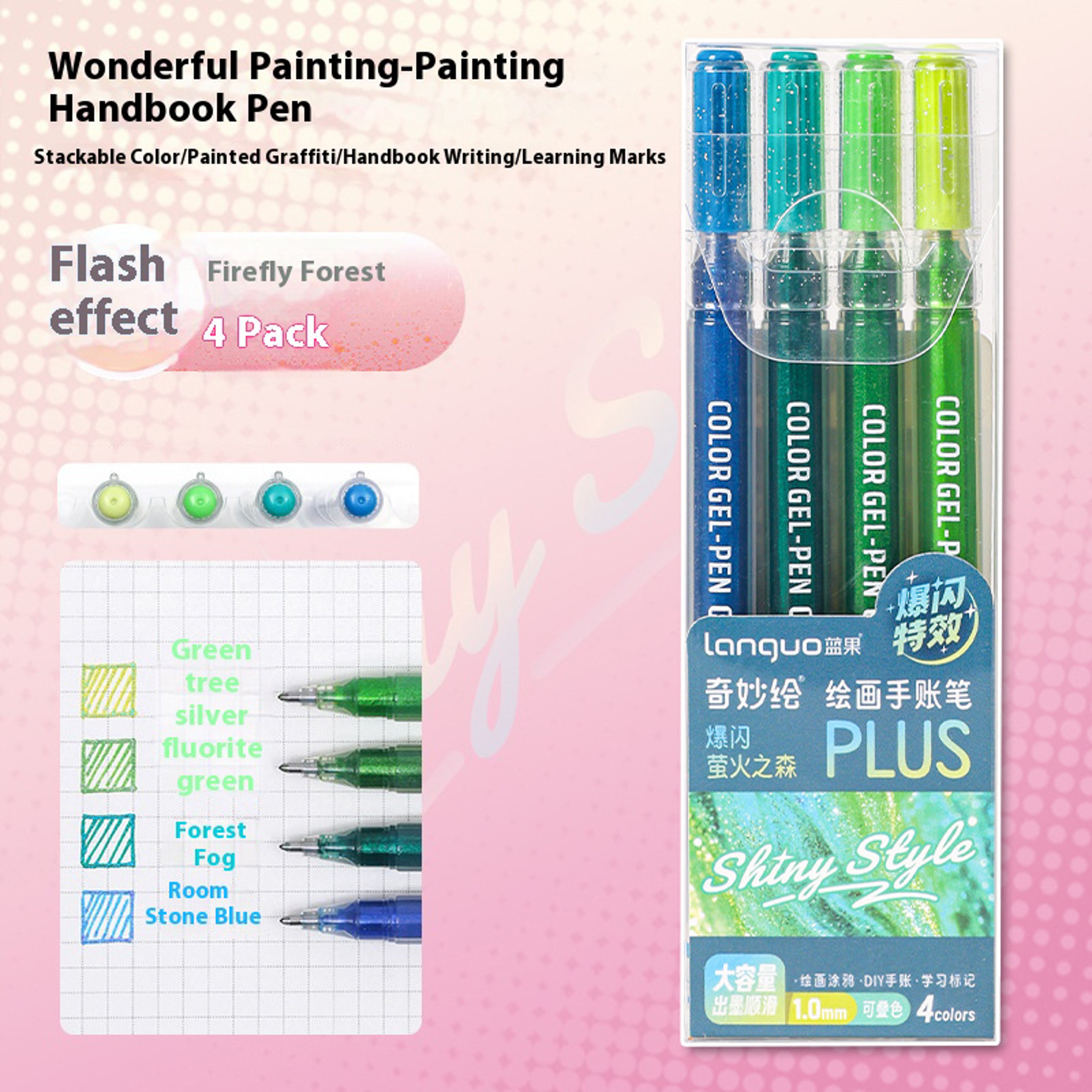 Glitter Effects Color Gel Pen Set Student Writing Pen Painting Highlight Take Note Handbook School  11