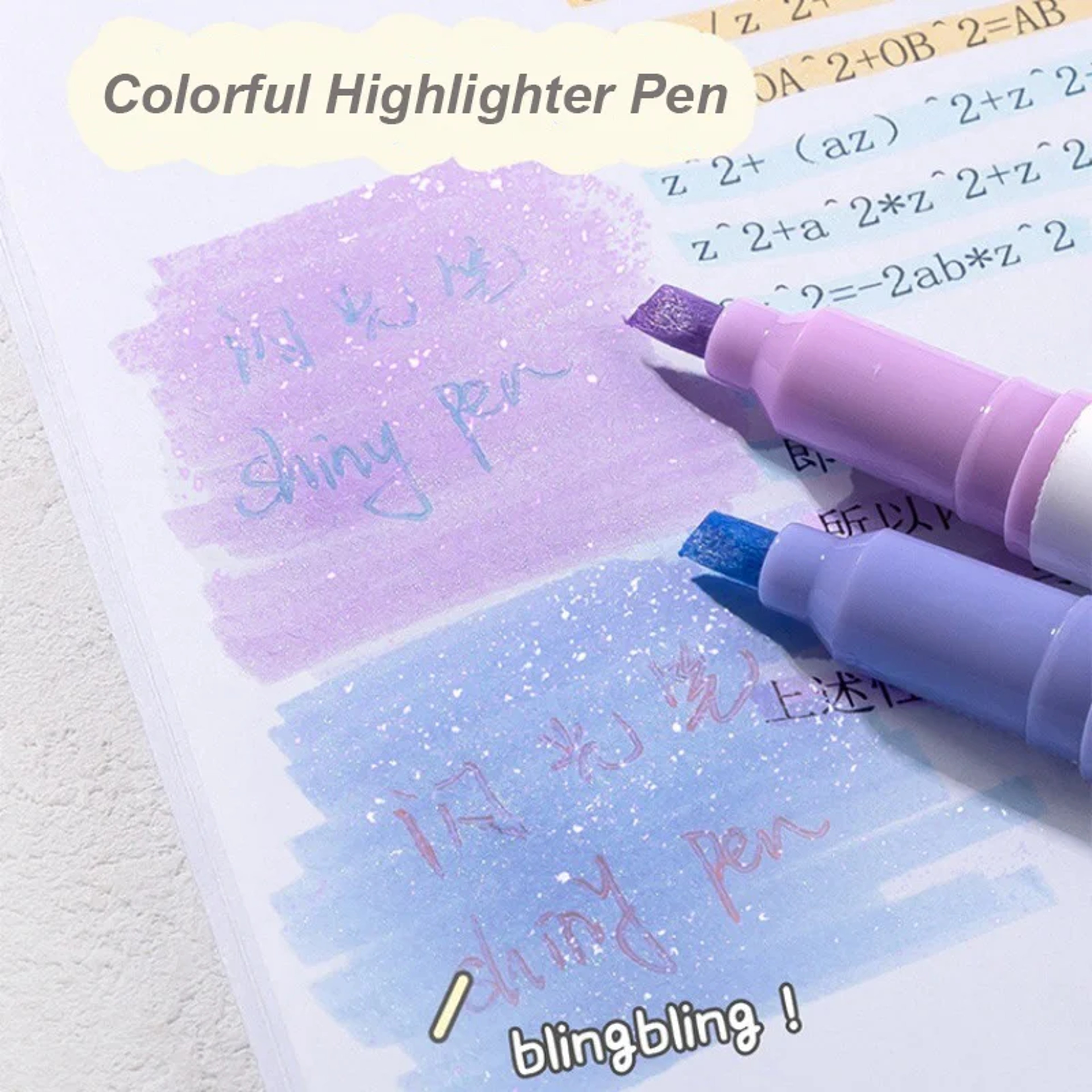 Highlighter Pens Glitter Highlighter Markers Kawaii Stationery Supplies Back To School Accessories  3