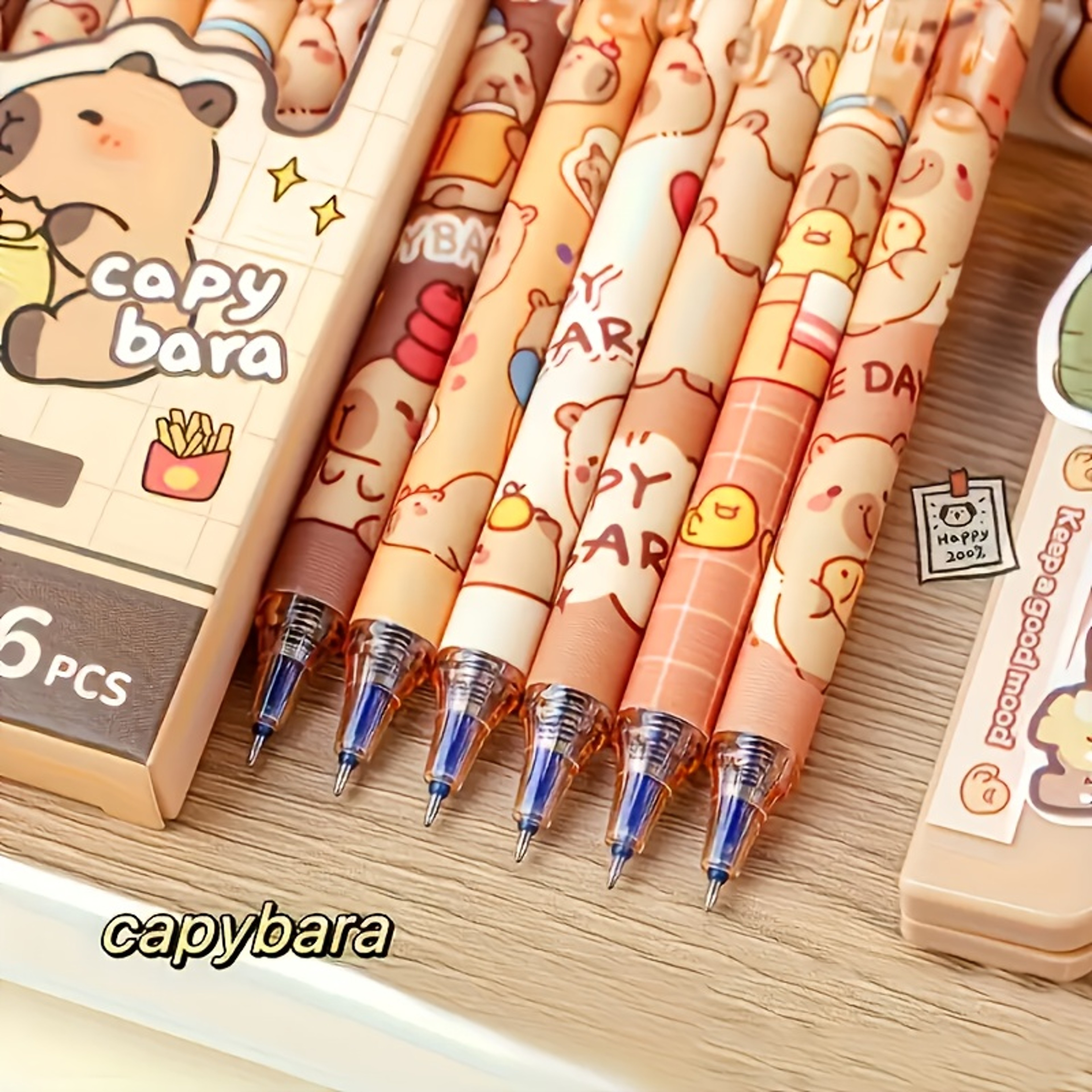Cute Capybara Erasable Gel Pens Retractable Blue Ink, Smooth Writing for School Office, Quick-Drying – view 2