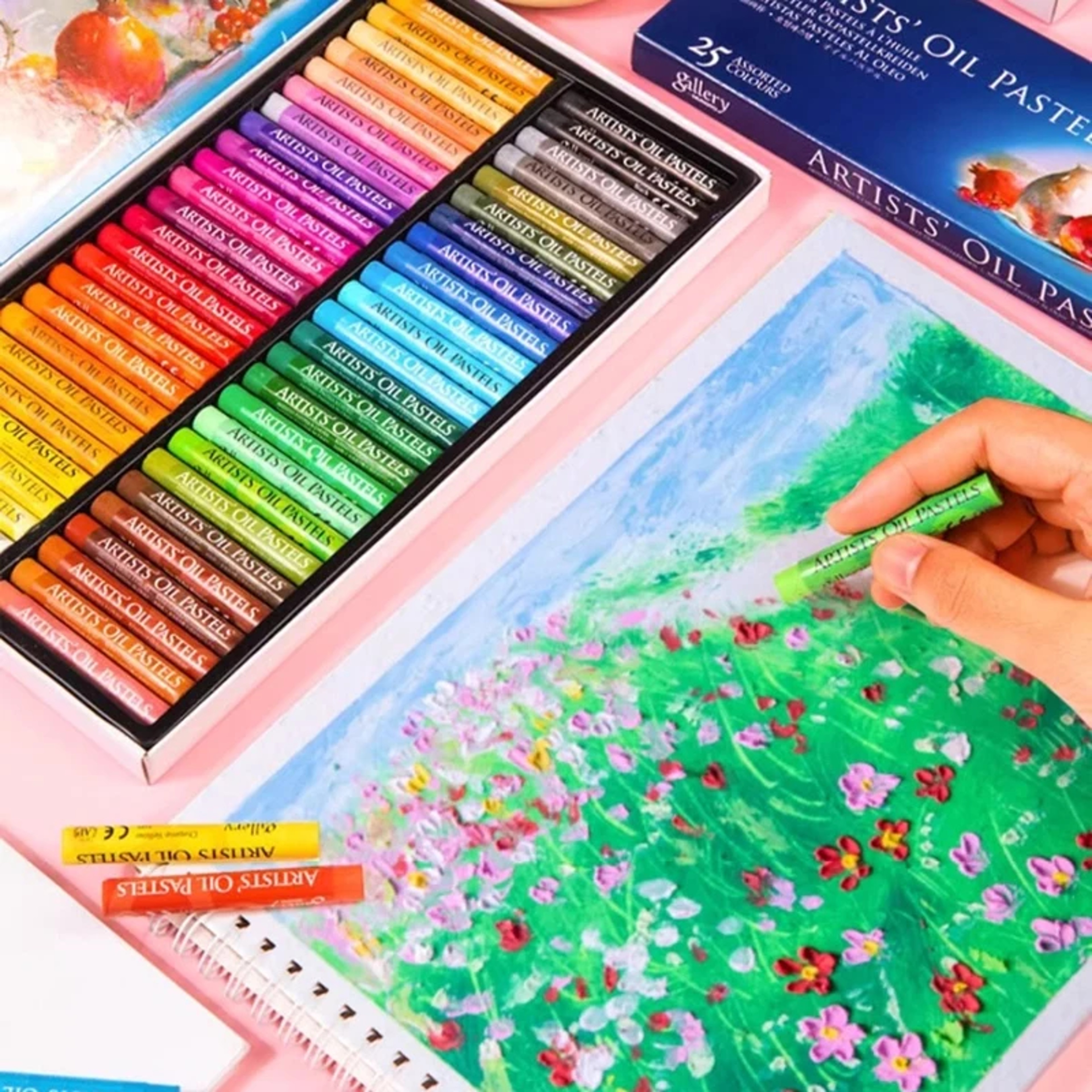 Artist Oil Pastel Set Colors, Professional Painting Drawing Graffiti Art Crayons, Washable, Non Toxic Round Sticks – view 6