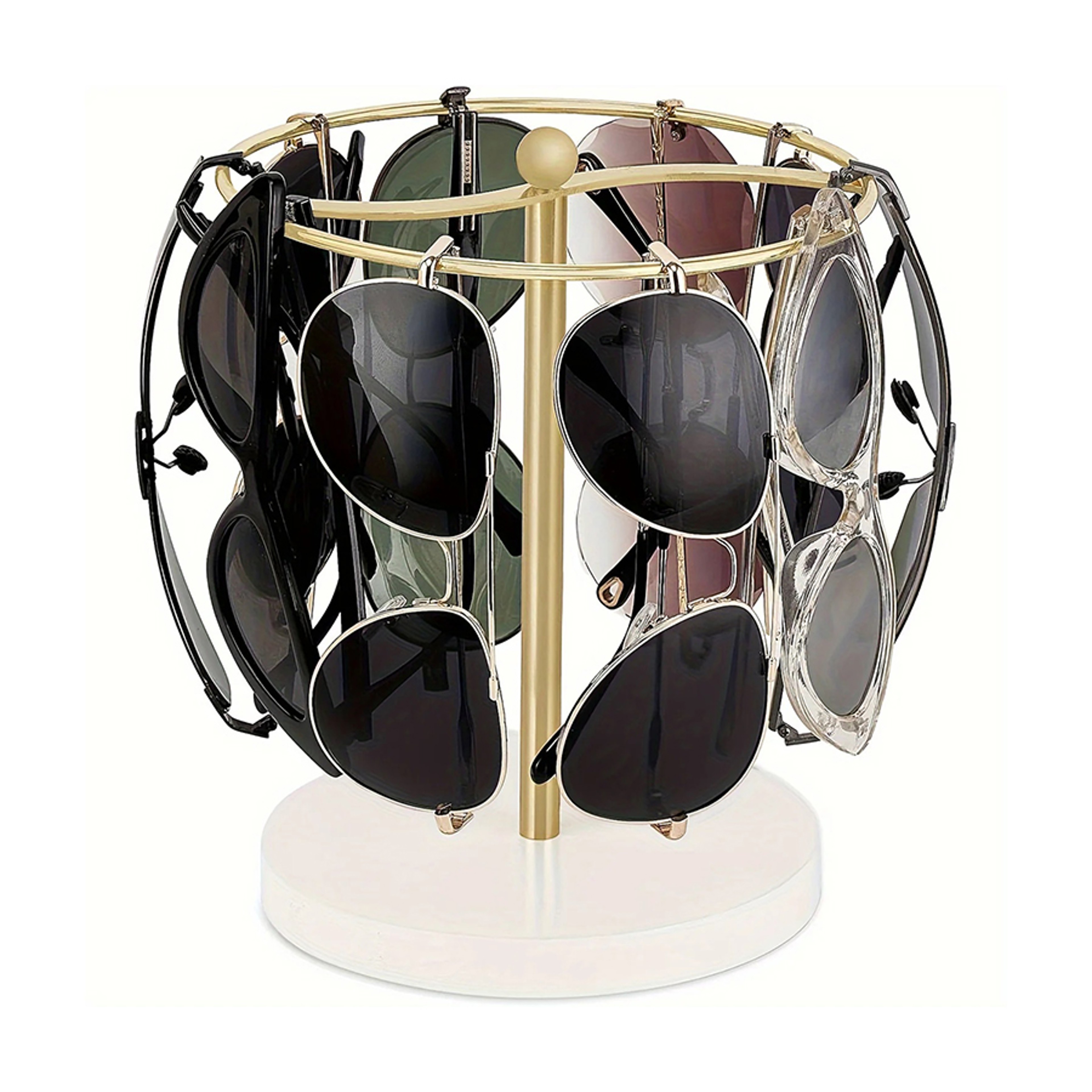 Elegant Sunglasses Storage Stand with Wooden Bottom, Metal Glasse Stand, Holds Pairs of Glasses, Stylish Glasses Display – view 1