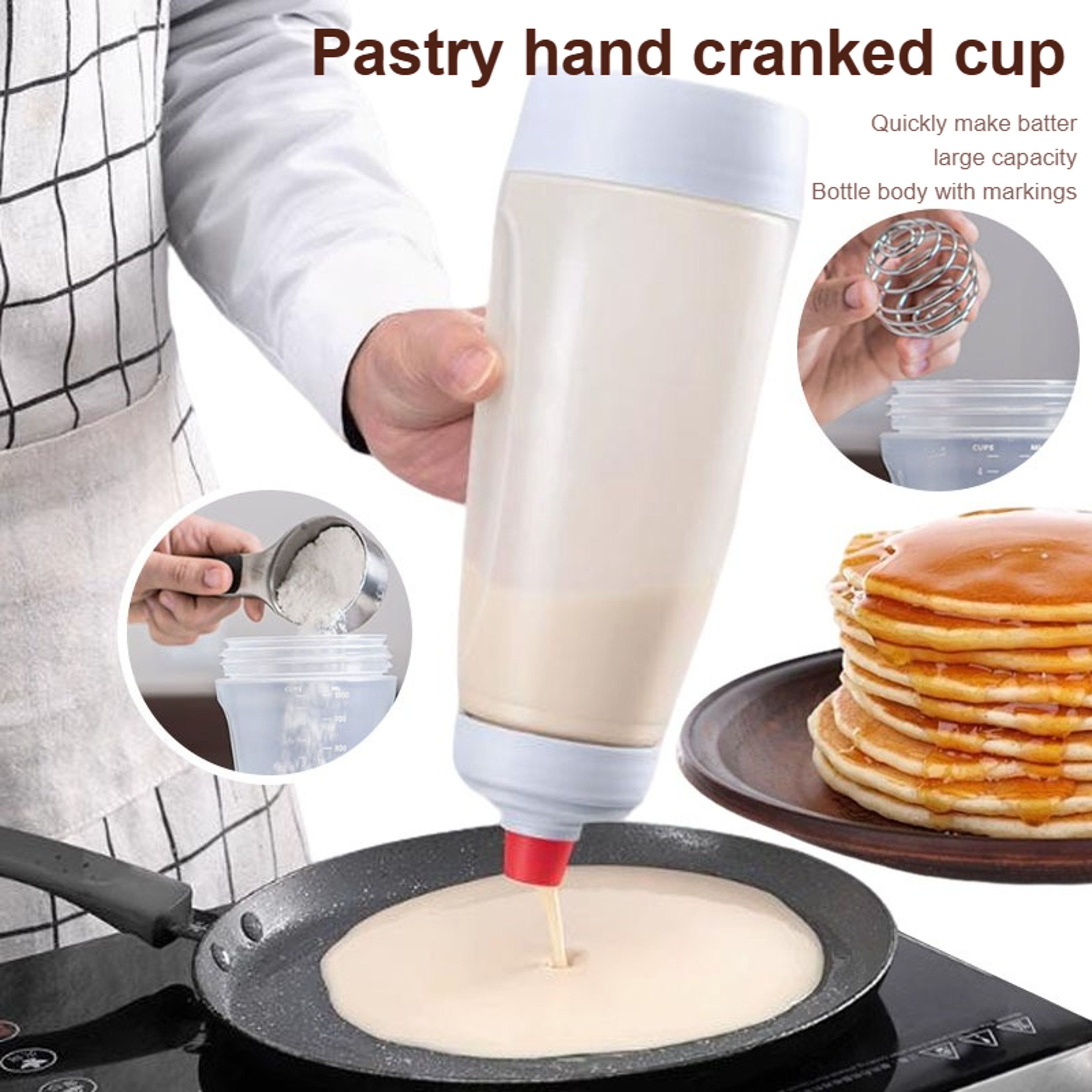 Multifunctional Household Large Capacity Batter Shaker Cup HandCranked Mixing Bottle EasytoClean Ba 1