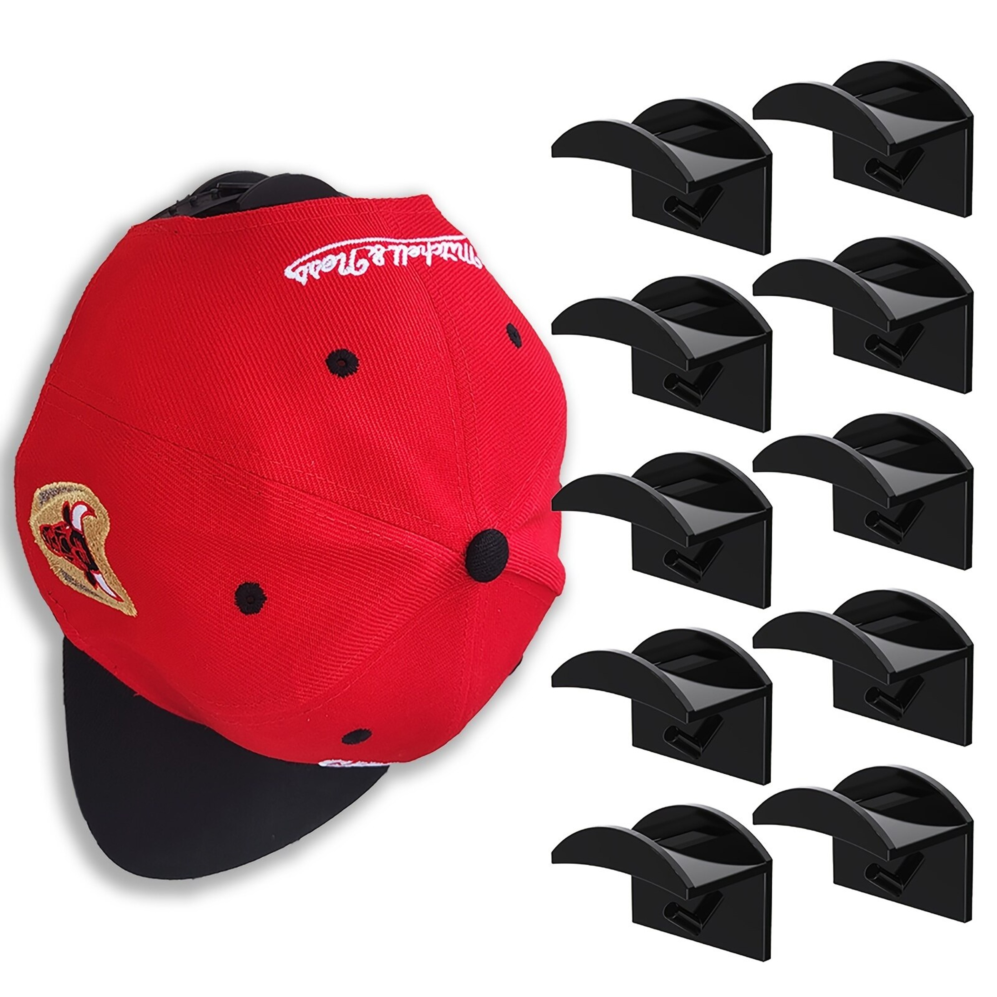 Baseball Hat Hook Traceless Hat Sticking Hook Black Minimalist Design Hat Rack Simple Earphone Neck