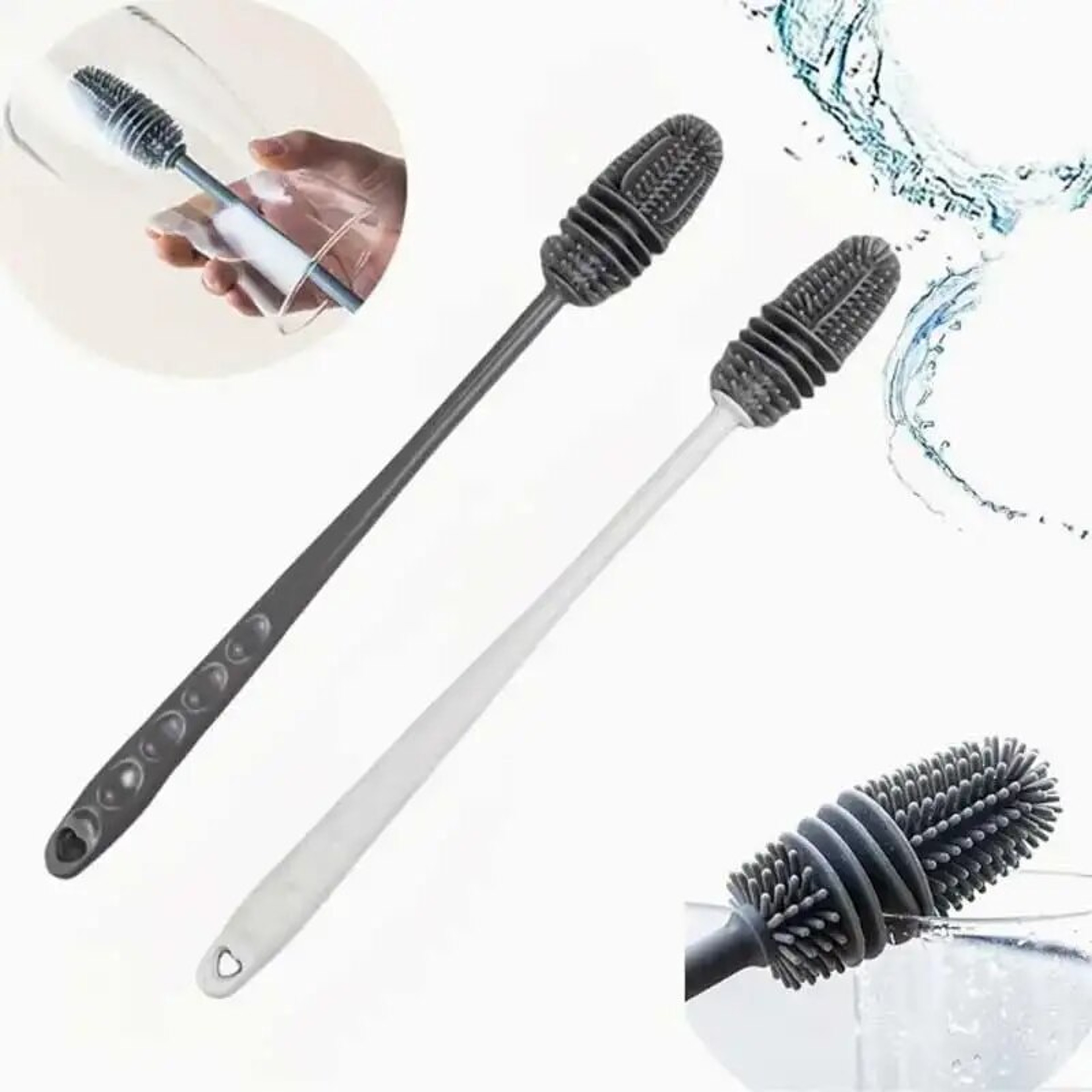 Long Handle Silicone Bottle Brush, Kitchen Cleaning Cup Brush, Thermos Glass Cleaning Brush, Bottle Cleaning Tools – view 3