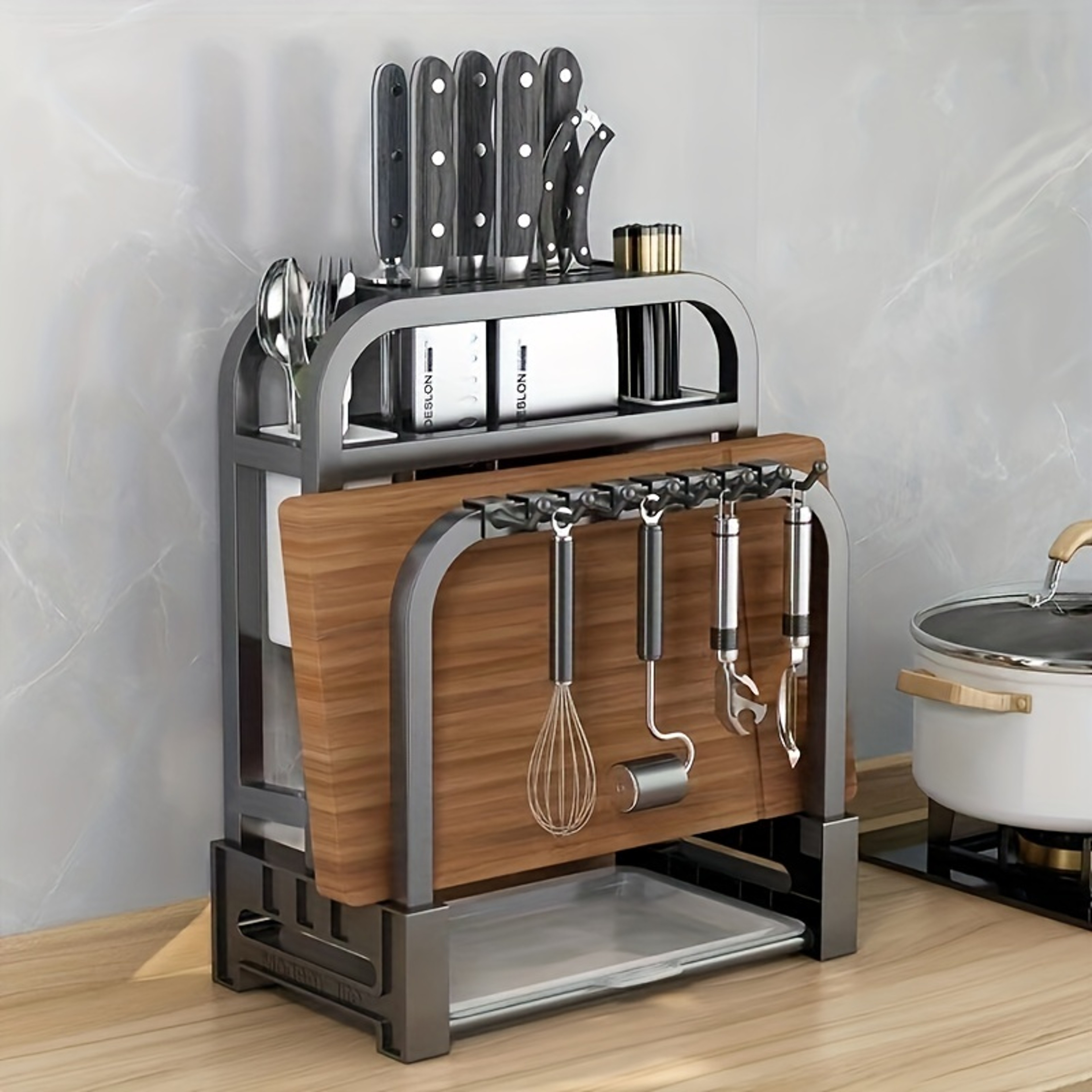 Stainless Steel Knife Holder Kitchen Rack Cutting Board Rack Integrated Storage Rack Home Counterto 0
