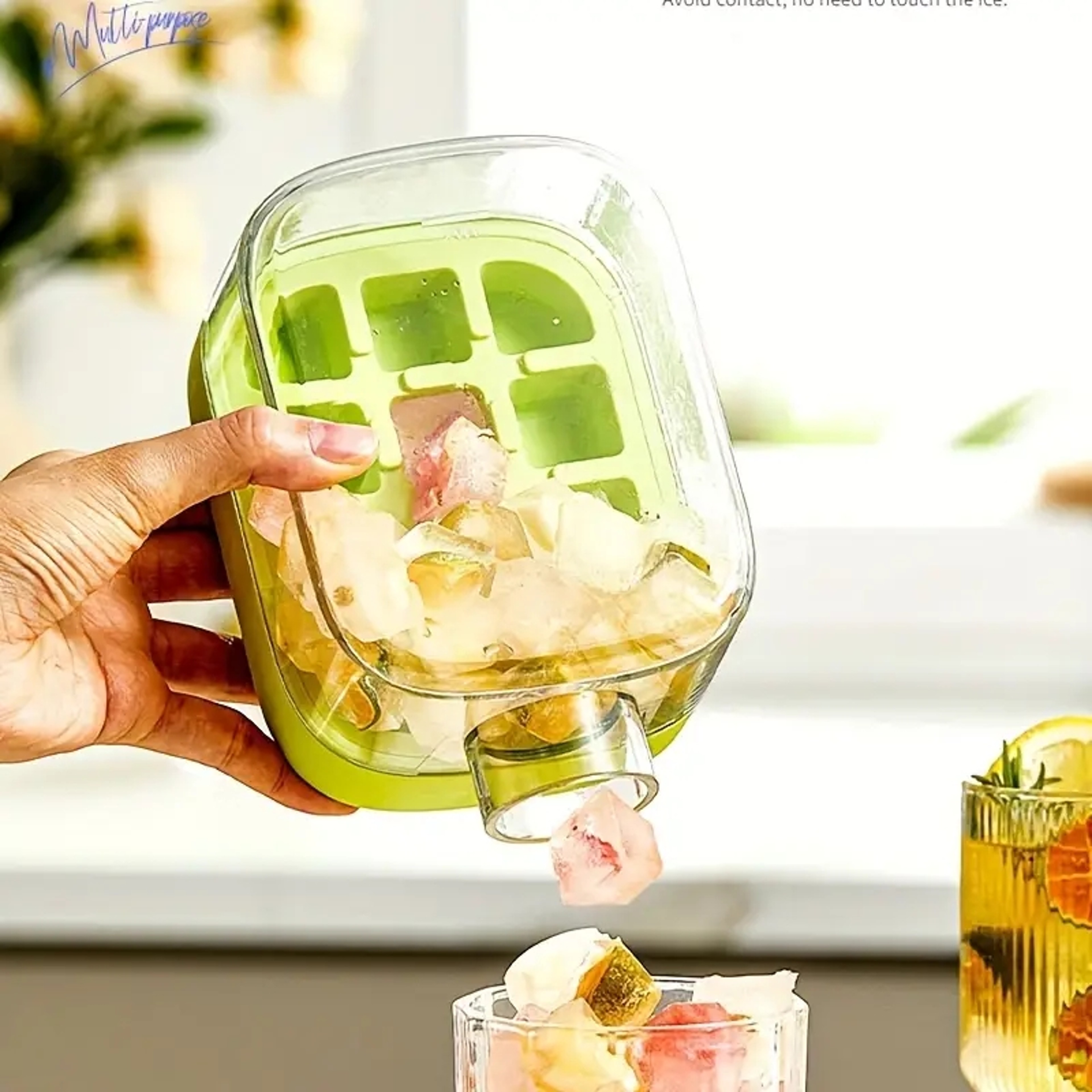 Silicone Ice Cube Tray With Lid No Spill No Touch Design Straws Cable Tie Mold For Freezer 4