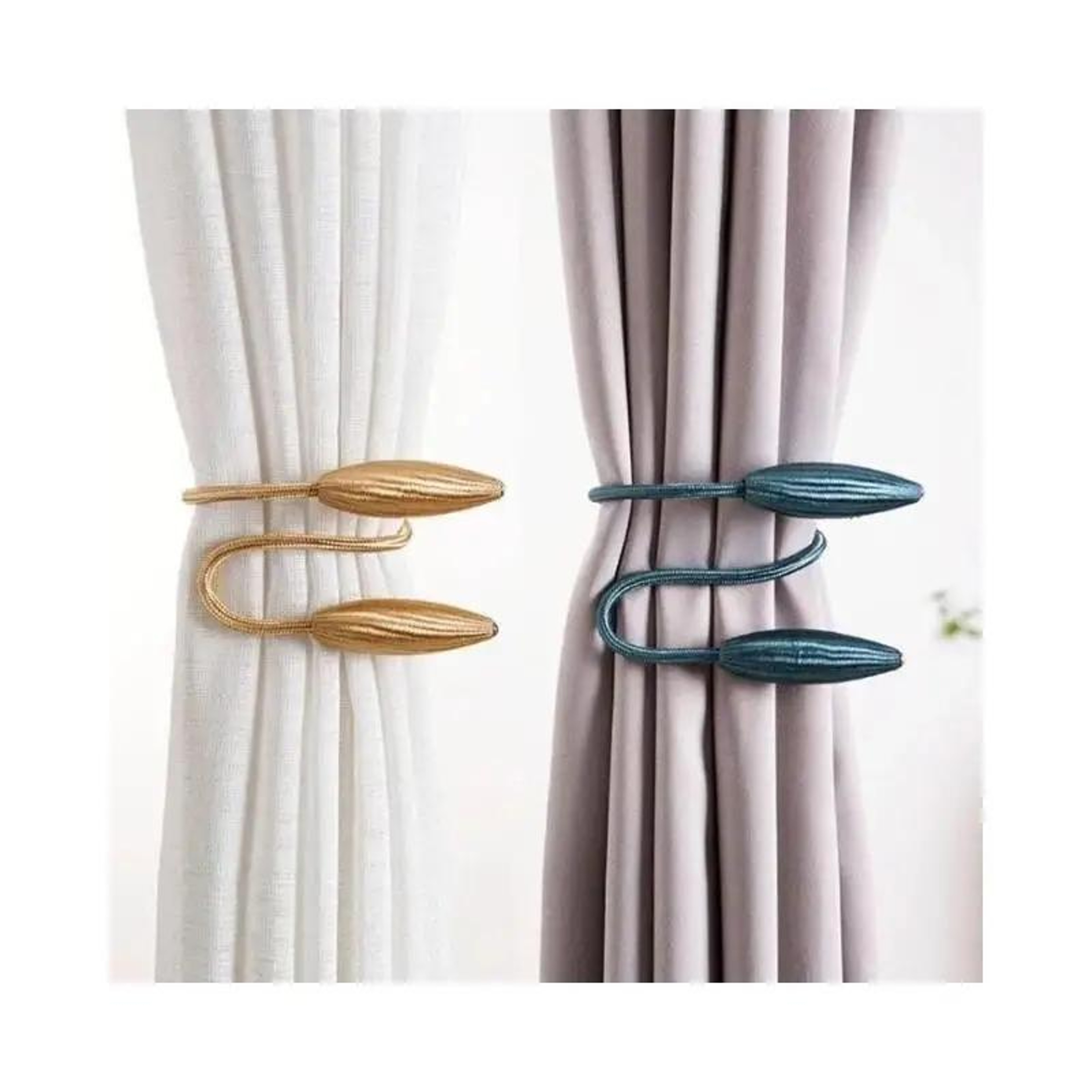 Household Convenience Curtain Buckle, Metal Simple Curtain Strap, Punching-free Install, Tying Rope Buckle for Curtains – view 1