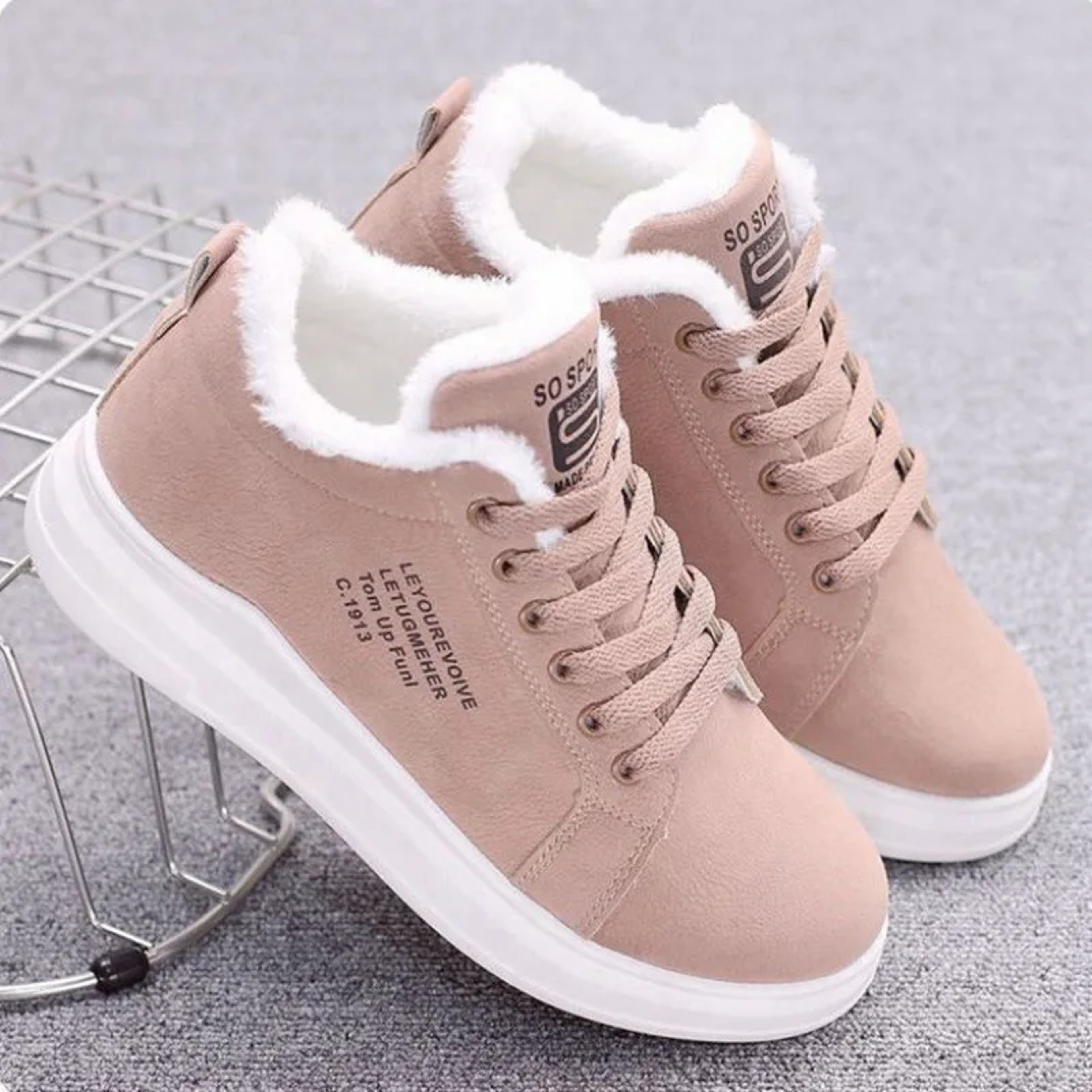 Winter Womens Boots, Warm PU Plush Ankle Boots, Flat Winter Womens Shoes, Short Snow Boots for Daily Wear – view 6
