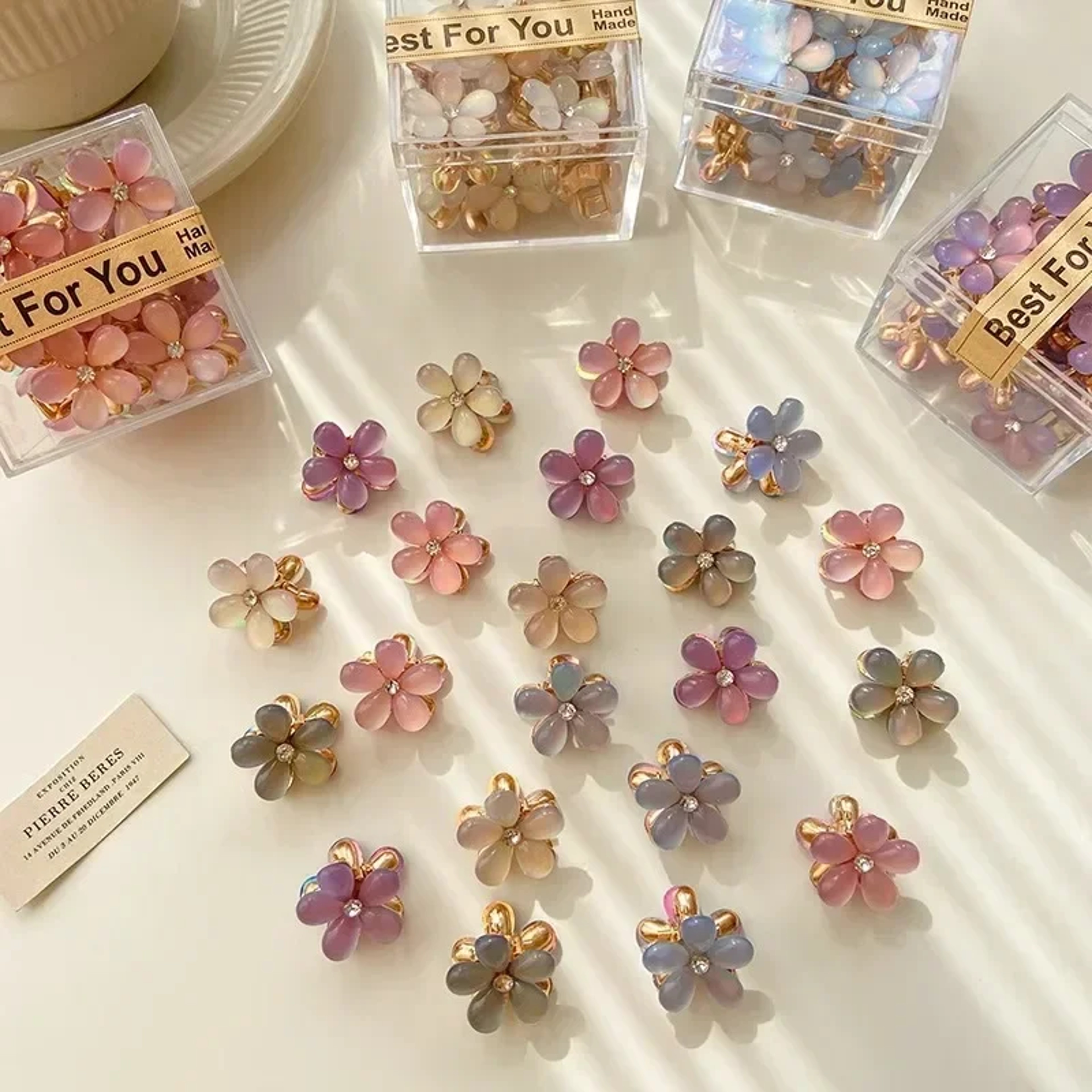 Cute Mini Flower Hairclip Claws For Women And Girls Colorful Opal Hairpins Sweet Small Headdress Ba 11