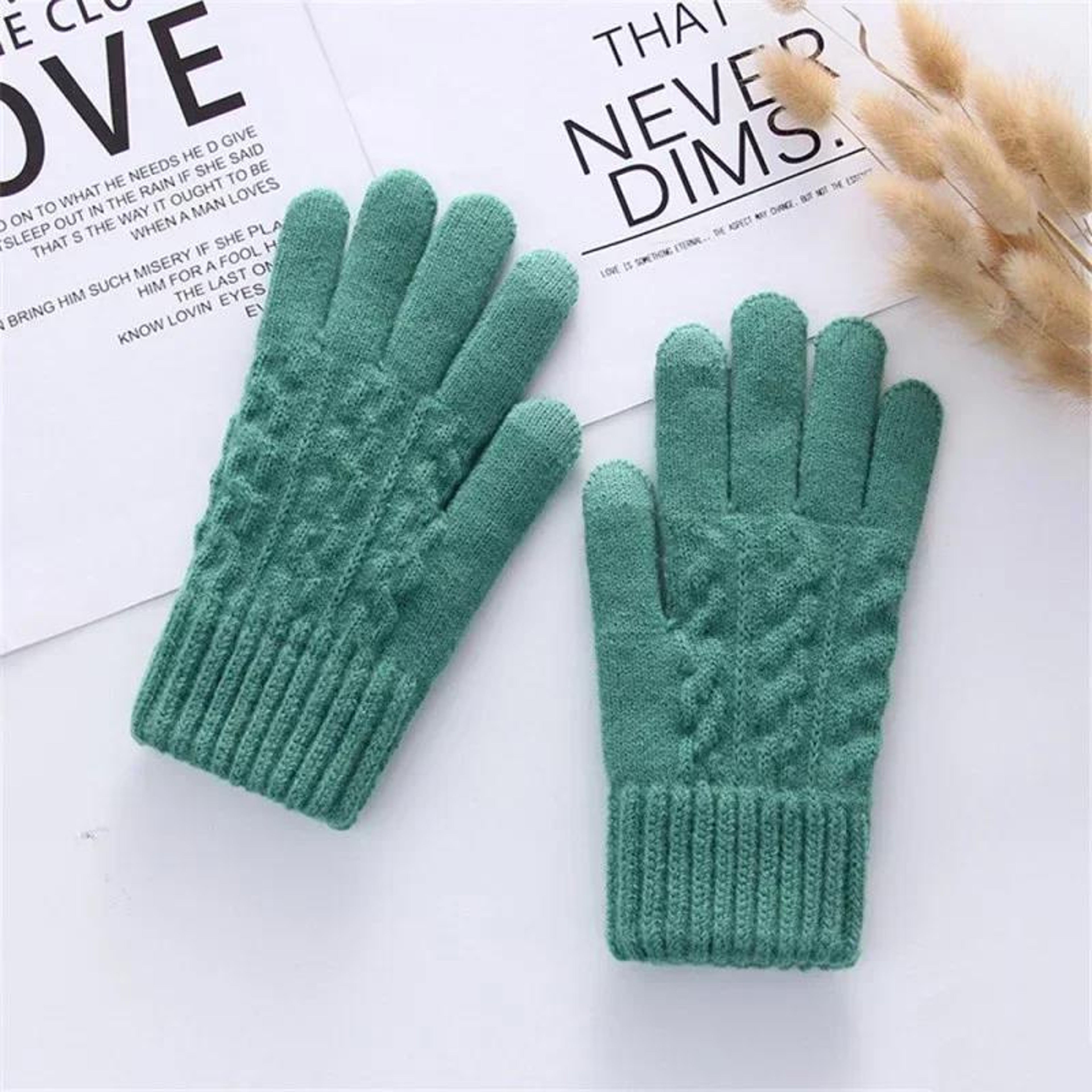 New Mens Warm Full Finger Gloves Winter Touchscreen Gloves Plus Fleece Gloves Wool Knitted Cycling