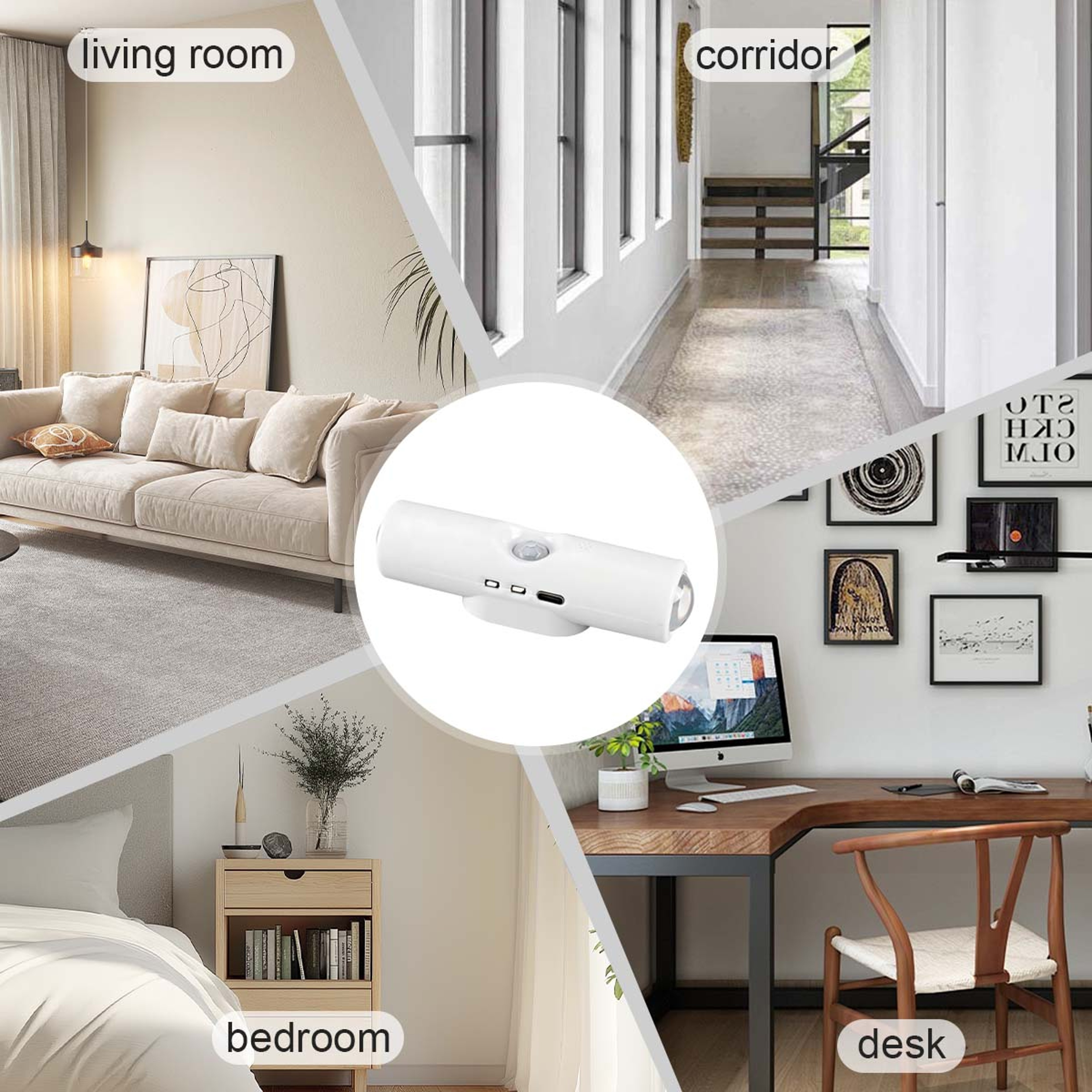 Wall Lamp PunchFree Bedside Bedroom Night Light LED Spotlight With Induction Magnetic Charging Smal 3