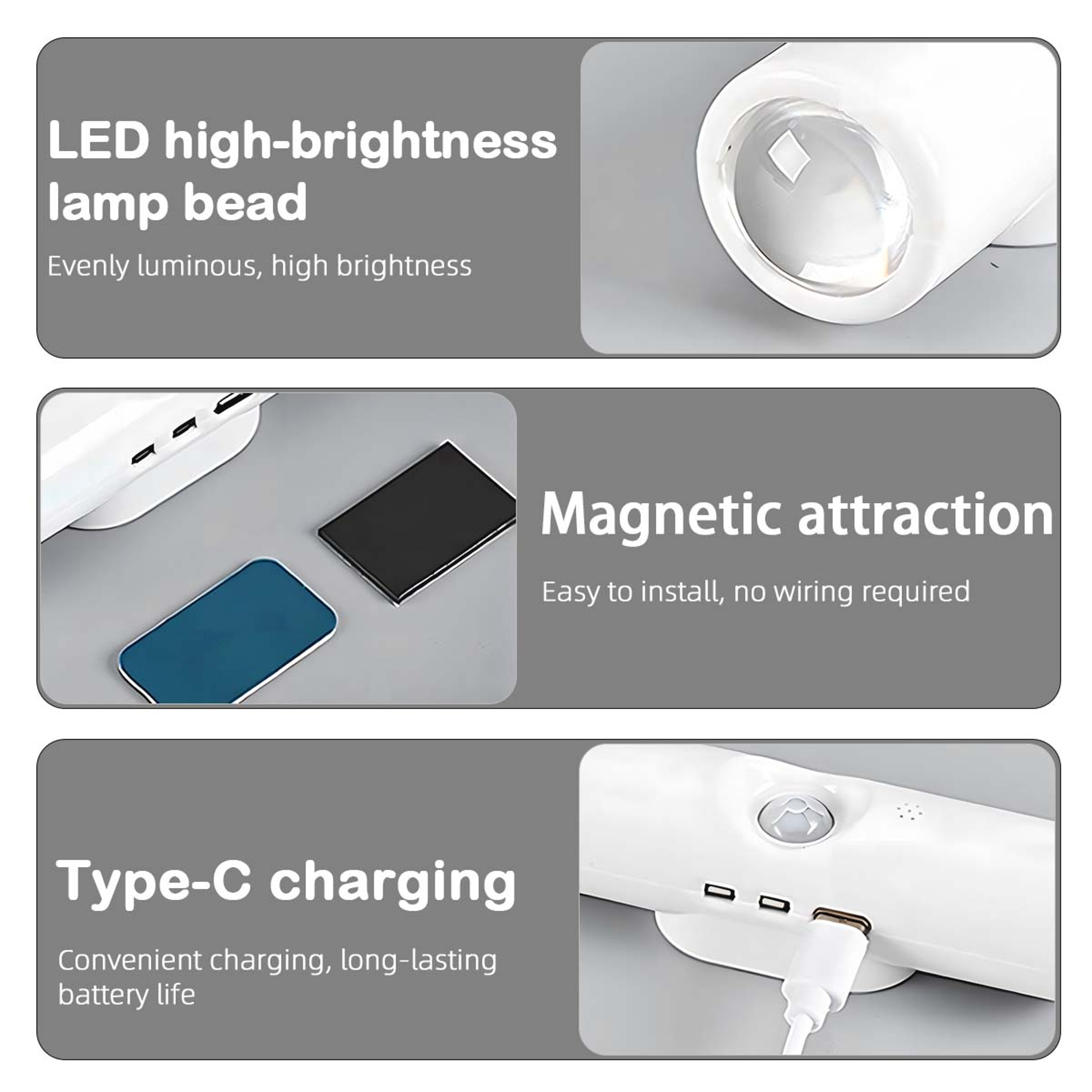 Wall Lamp PunchFree Bedside Bedroom Night Light LED Spotlight With Induction Magnetic Charging Smal 5