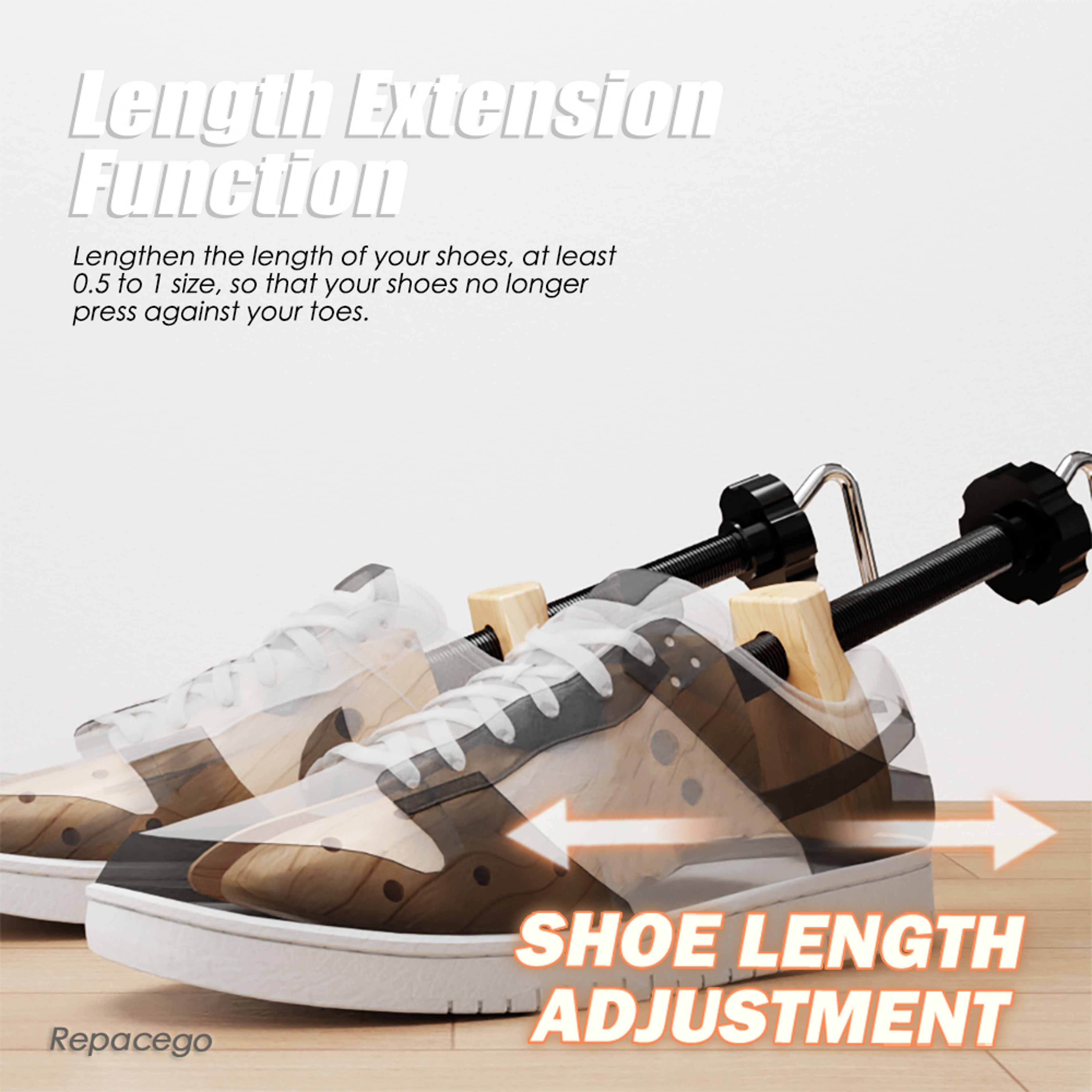 Repacego Wooden Shoe Trees Adjustable Shoe Stretcher For Men And Women Length Width Expander Unisex 1
