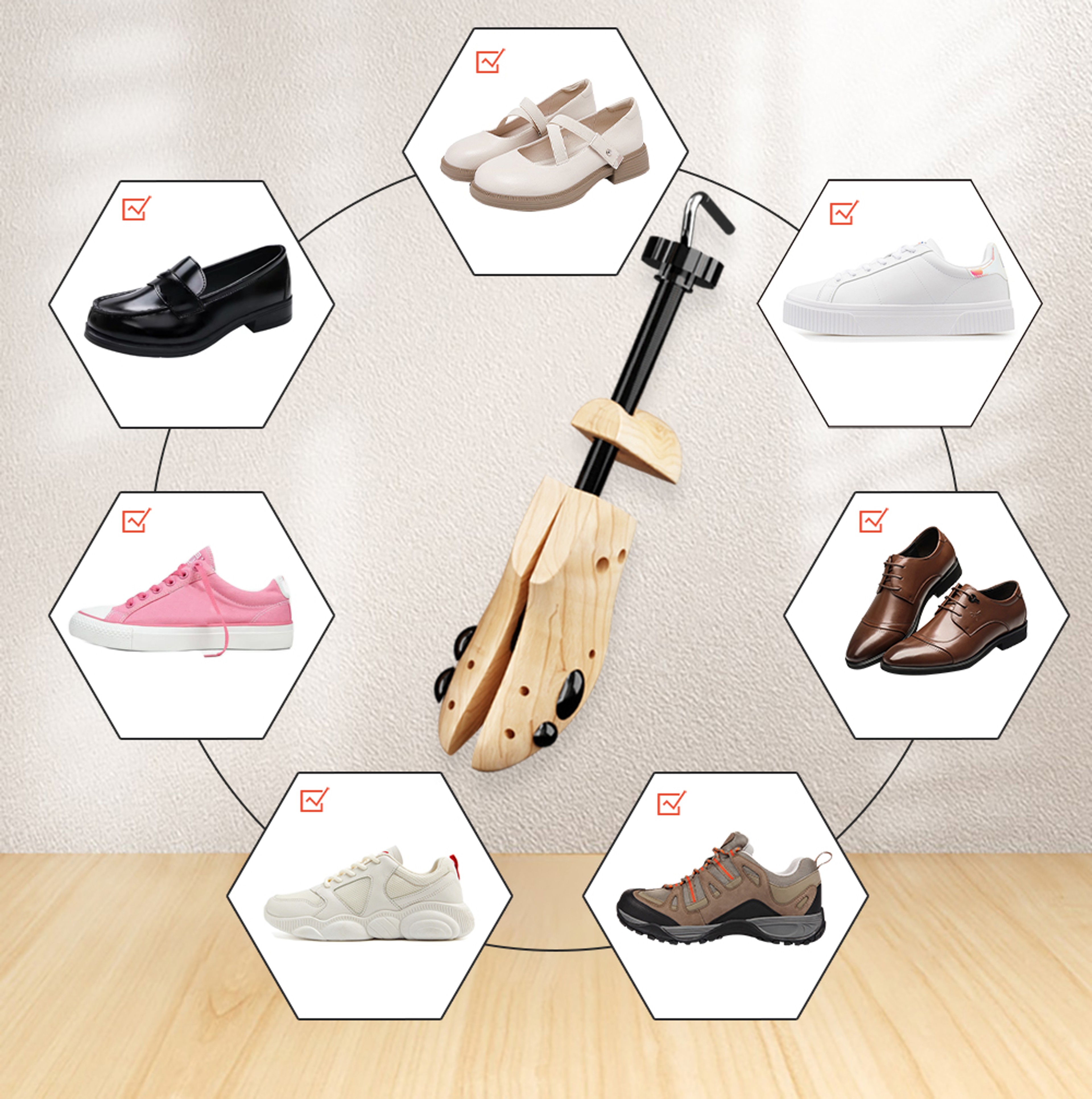 Repacego Wooden Shoe Trees Adjustable Shoe Stretcher For Men And Women Length Width Expander Unisex 5