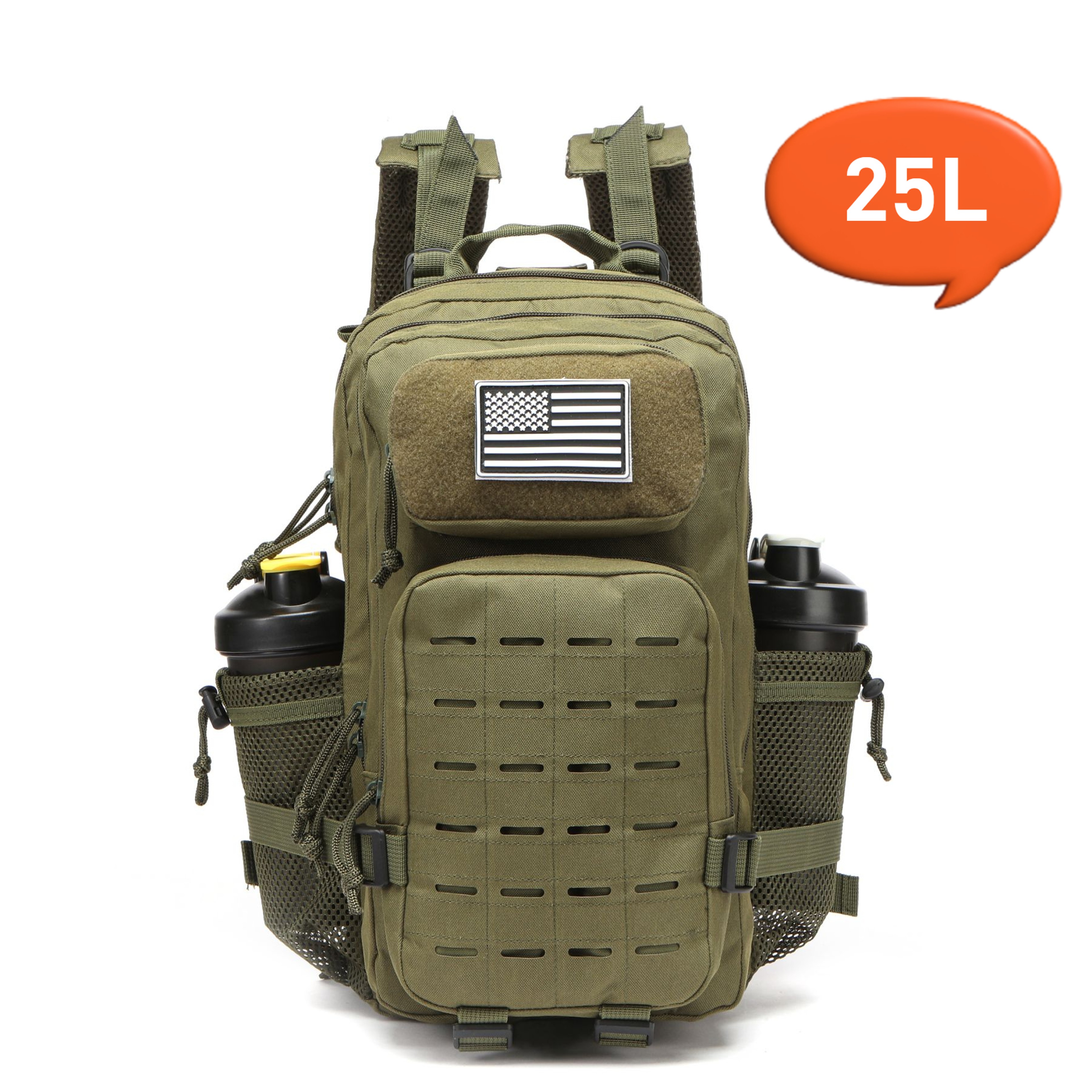 Tactical MOLLE Backpack for Men, Hunting & Outdoor EDC Rucksack, Gym Hiking Bag with 2 Bottle Holders – view 8