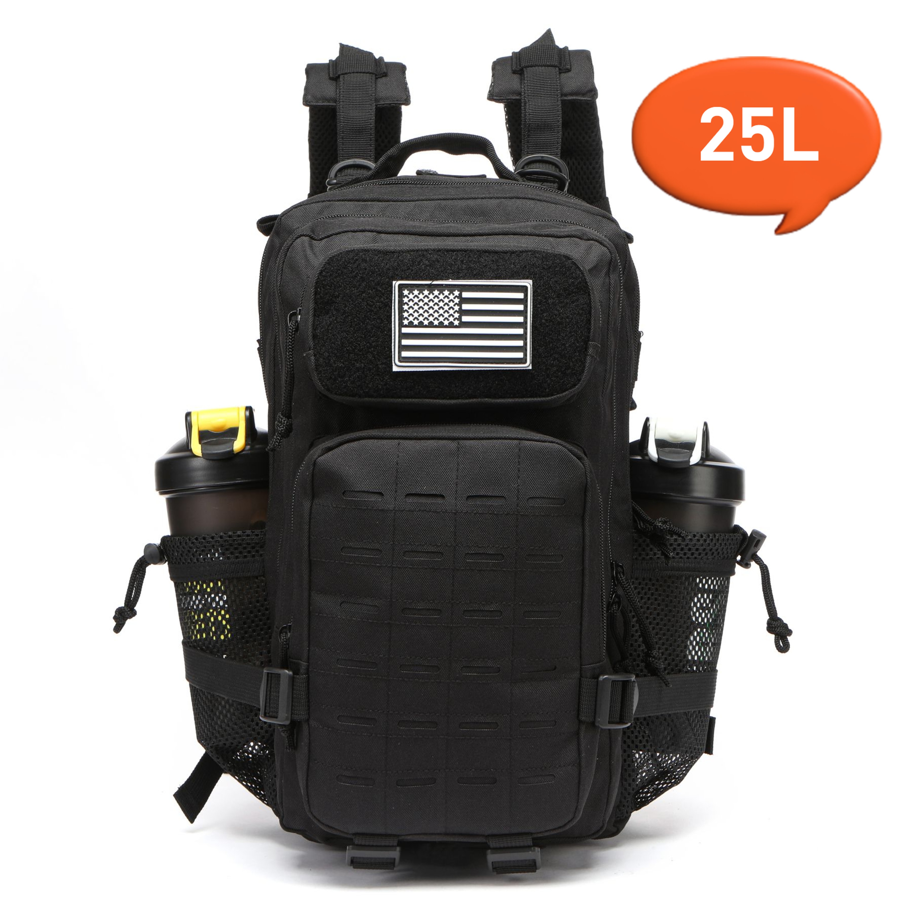 Tactical MOLLE Backpack for Men, Hunting & Outdoor EDC Rucksack, Gym Hiking Bag with 2 Bottle Holders – view 11