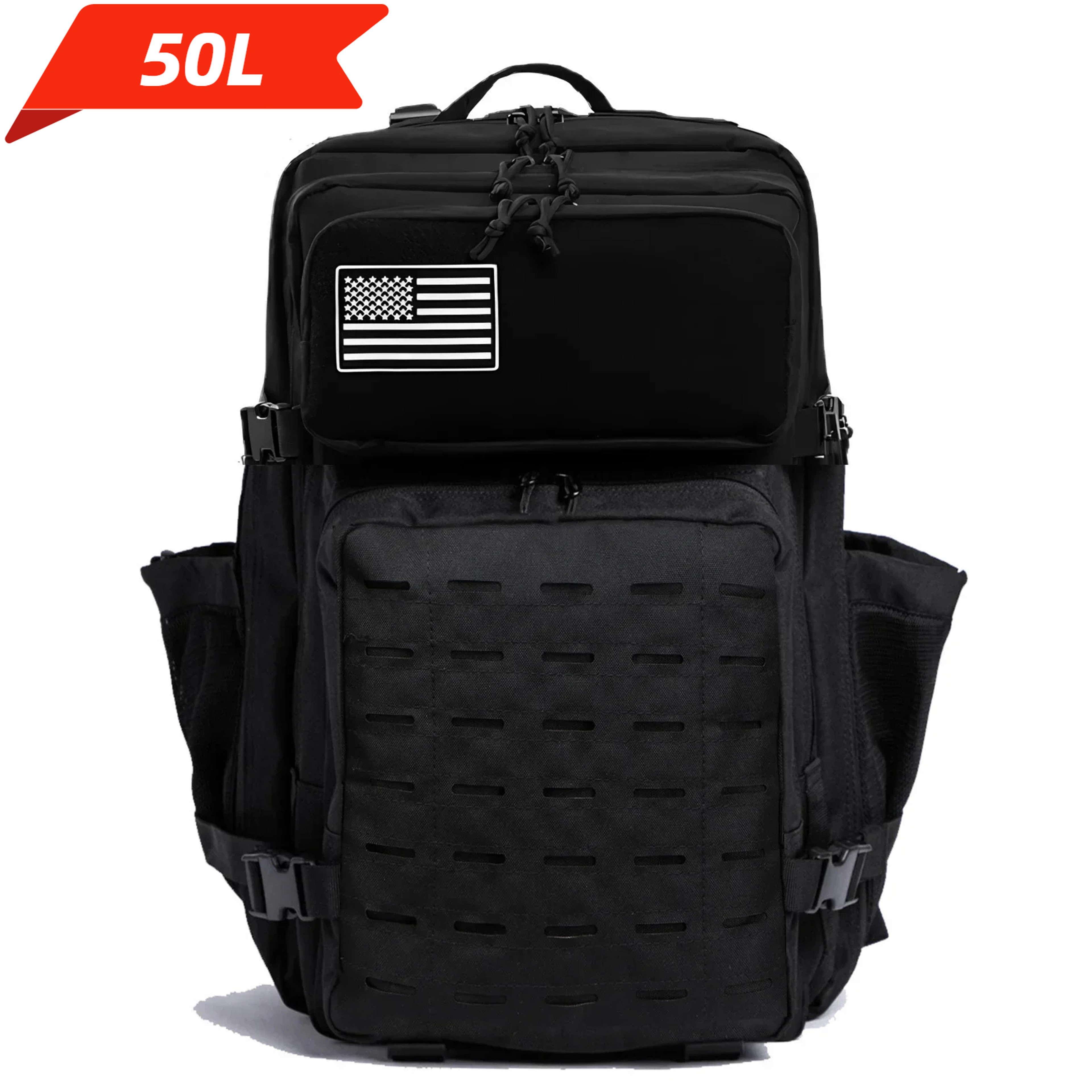 Tactical MOLLE Backpack for Men, Hunting & Outdoor EDC Rucksack, Gym Hiking Bag with 2 Bottle Holders – view 12