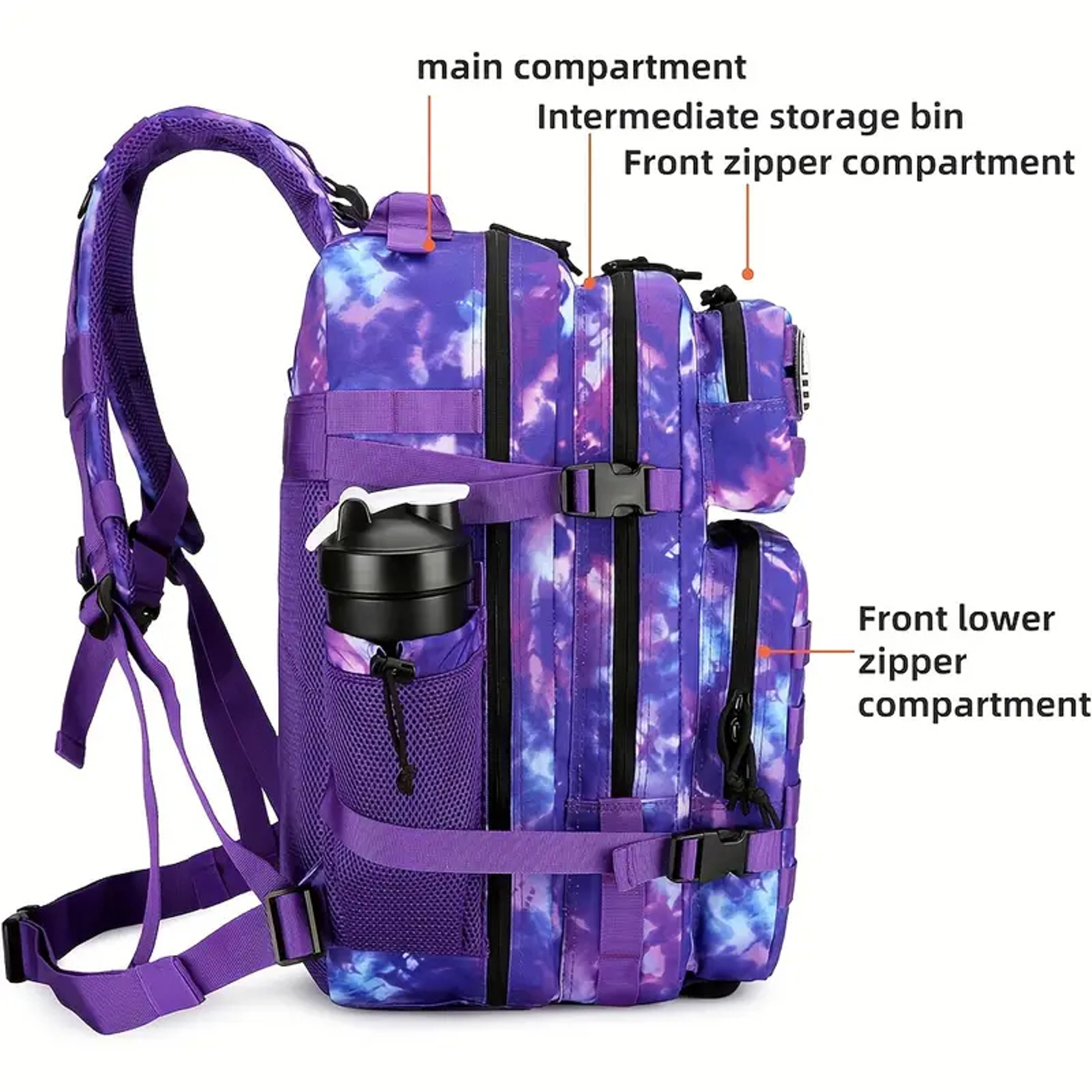 Tactical Backpack, Assault Outdoor Backpack, Waterproof Climbing Rucksack for Camping, Hiking, Hunting Mochila Bag – view 2