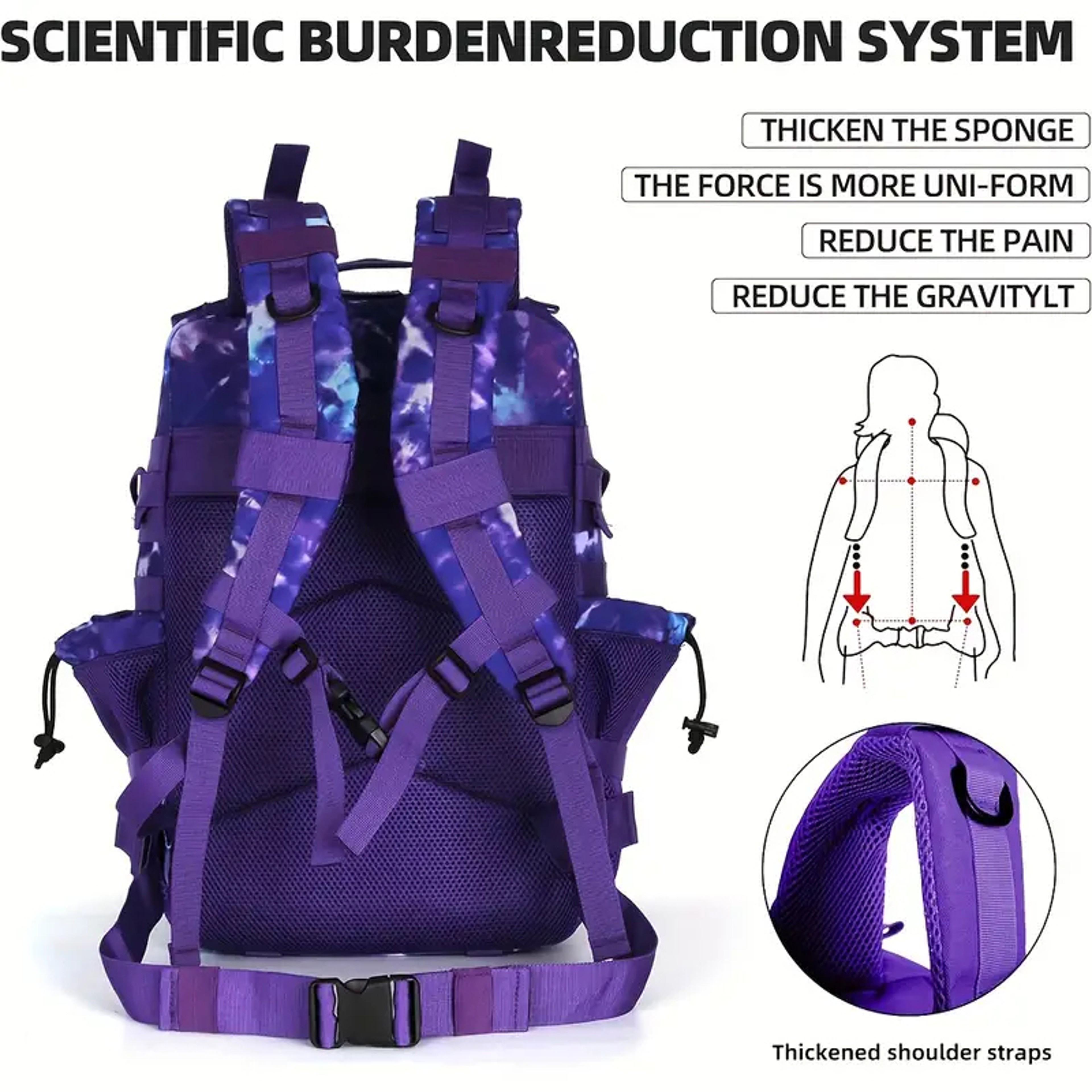 Tactical Backpack, Assault Outdoor Backpack, Waterproof Climbing Rucksack for Camping, Hiking, Hunting Mochila Bag – view 3