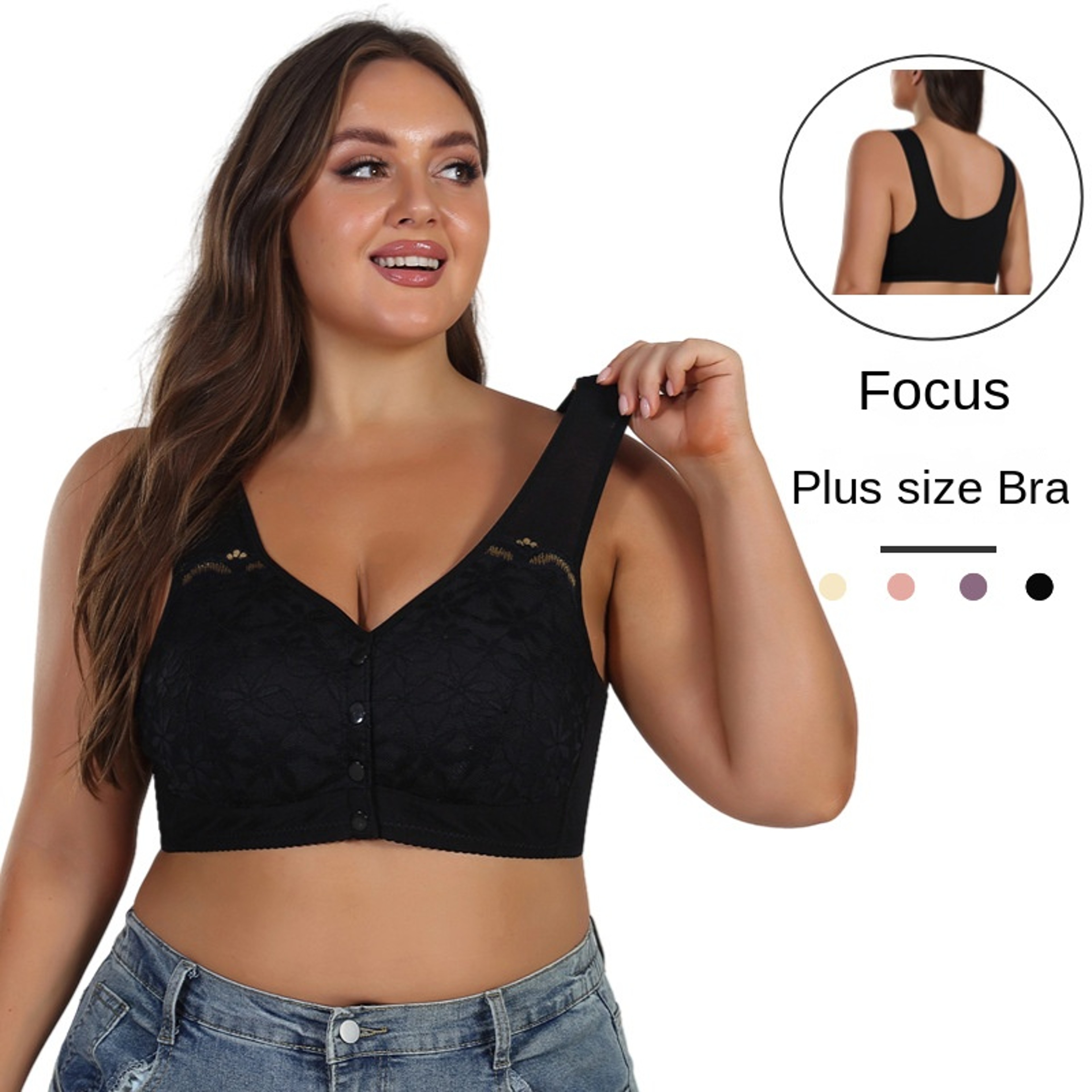 Soft Cotton Thin Cup Front Buckle Underwear Middleaged Elderly Women Lace No Underwire Vest Type Ex 4