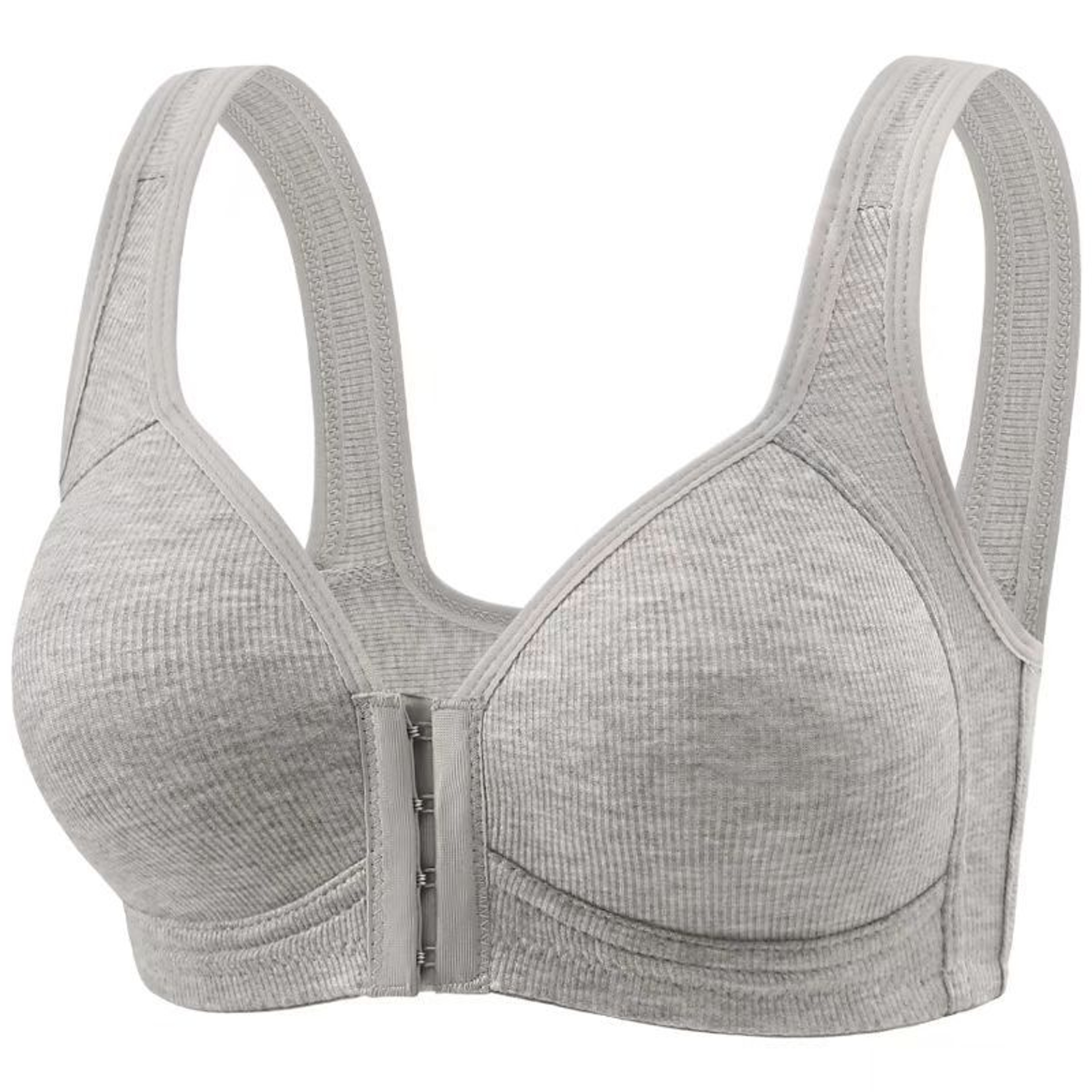 Womens Bra WireFree Front Closure Solid Color Full Coverage Fixed Cups Ideal For MiddleAged Elderly 12